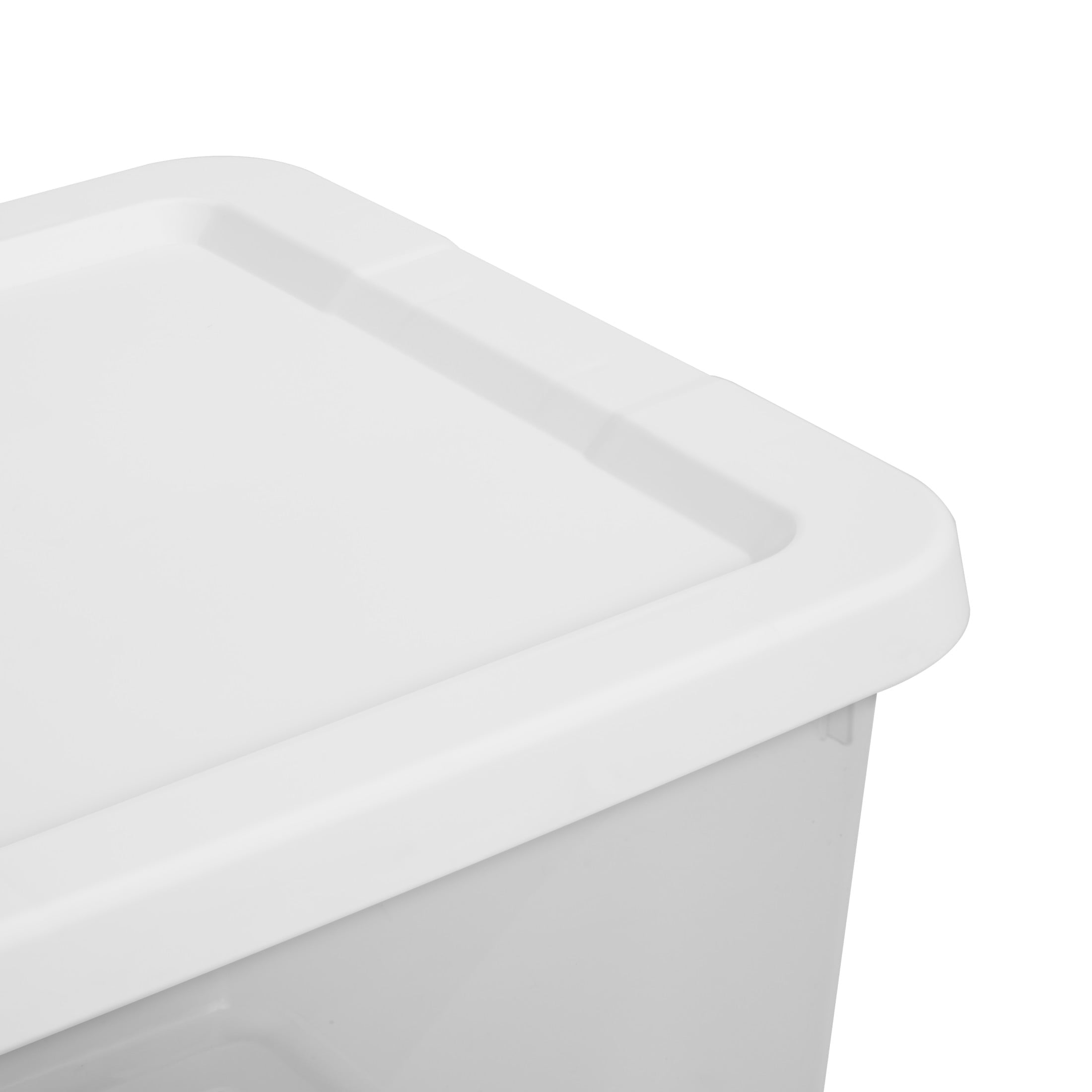 20 Quart Small Storage Bin, Clear Plastic Storage Container with Snap-On Lid, White