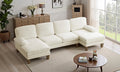 110" Sectional Couches for Living Room,U Shaped Couch with Double Chaise, 4-Seat Sofa Set with Chenille Fabric for Home Furniture,Beige