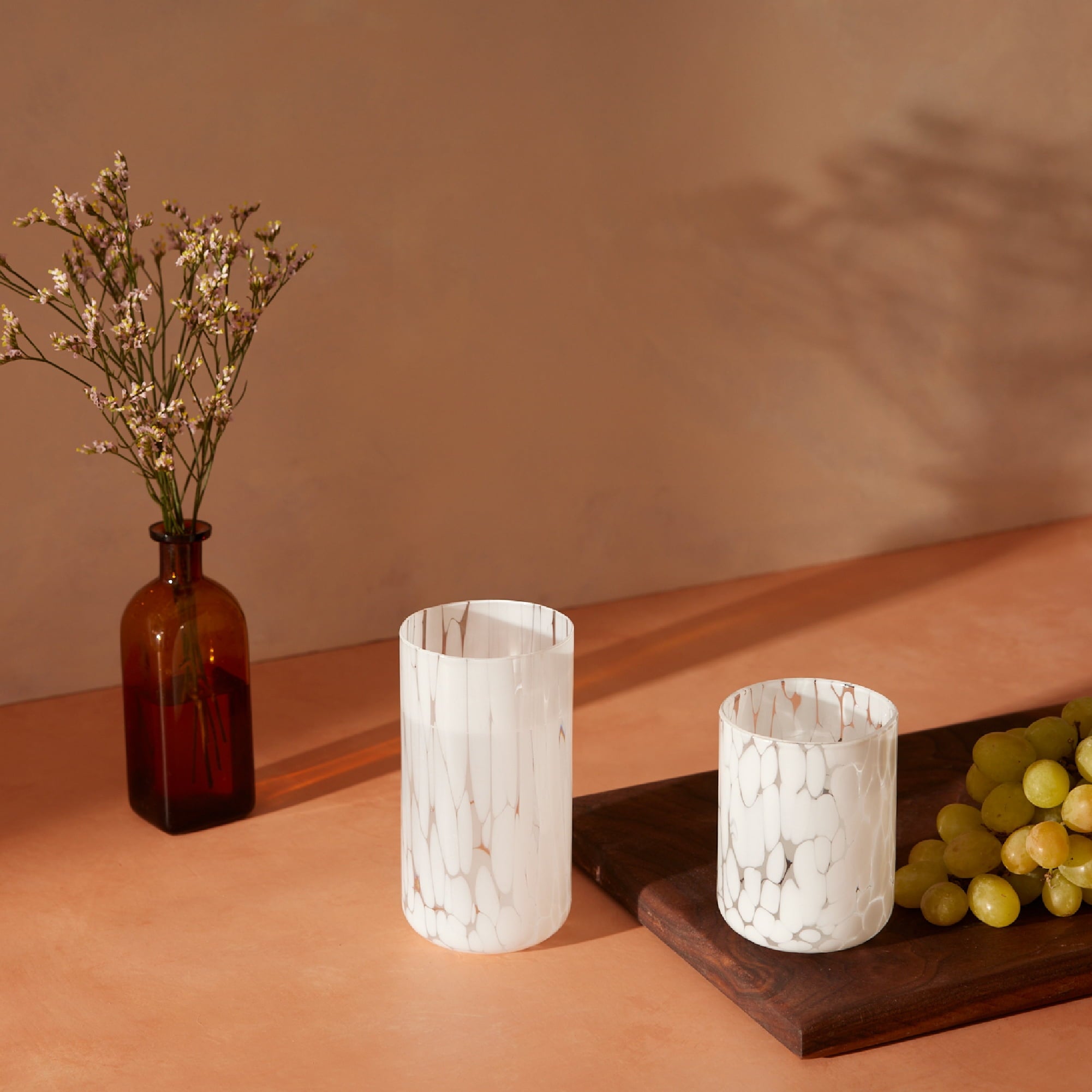 Thyme &amp; Table 20 fl oz White Tortoise Drinking Glasses, Set of 4