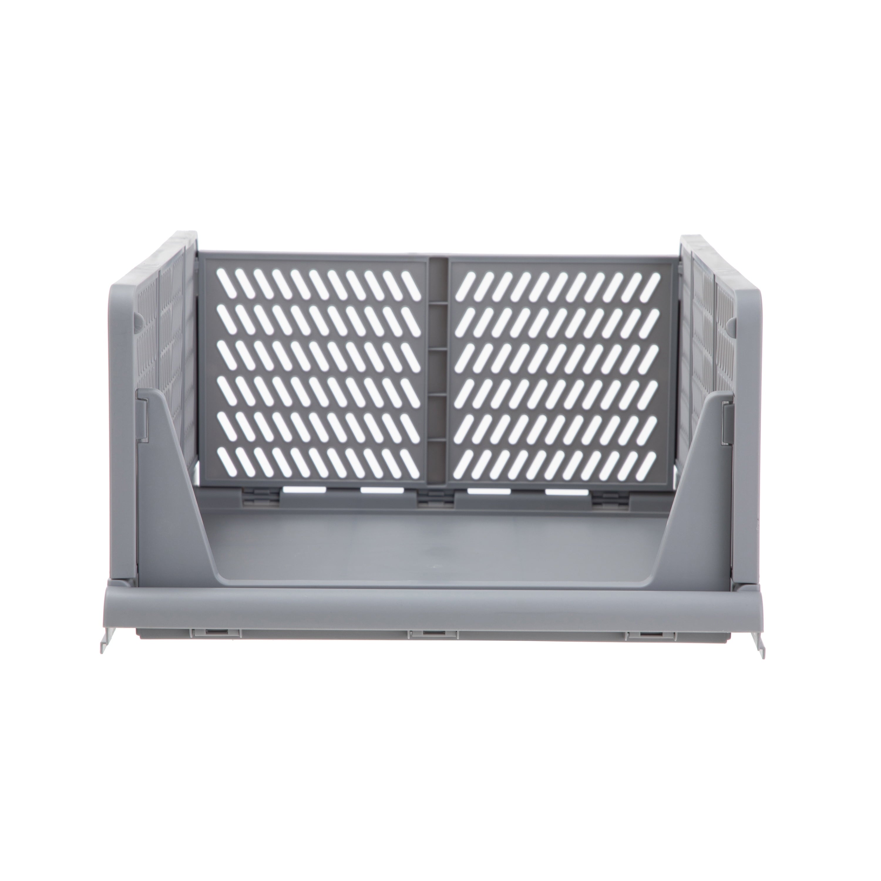 Kids Collapsible Stacking Plastic Storage Bin, Grey, 13 in x 17 in x 1.3 in