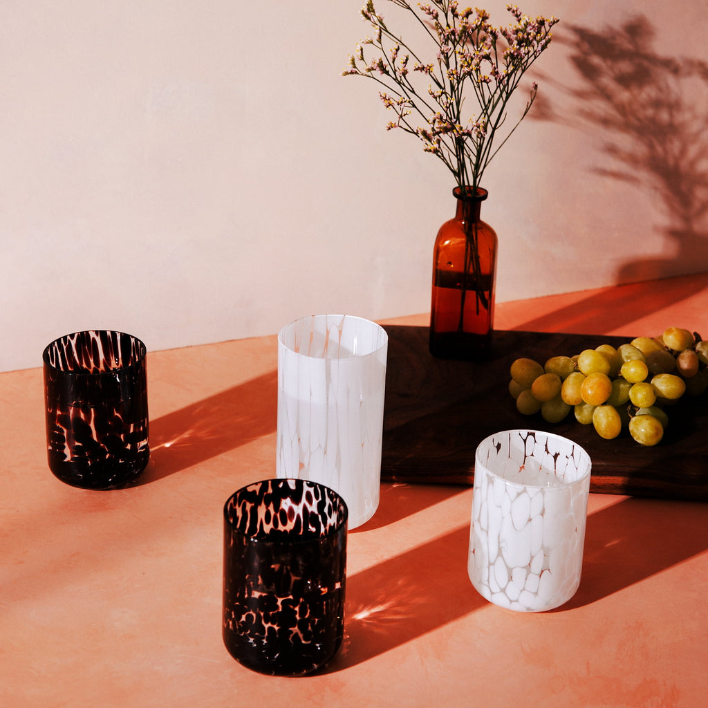 Thyme &amp; Table 12 fl oz White Tortoise Drinking Glass, Set of 4