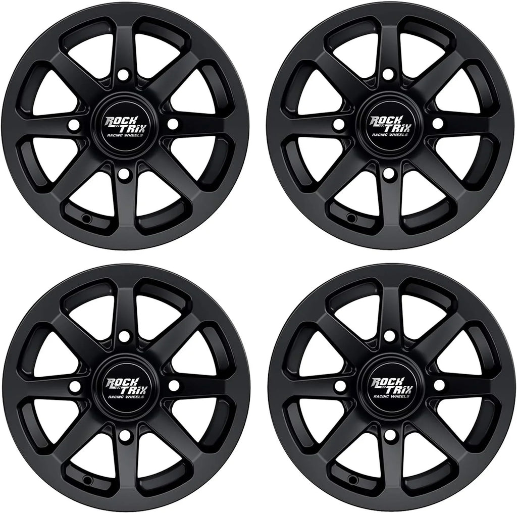 RT102 15in Wheels 15x7 4x137, 4 3 Offset, ATV UTV SxS Rims, Compatible with Can Am Commander Max Defender Max Pro Maverick X3 Maverick Trail, 4/137 Matte Black, Set of 4