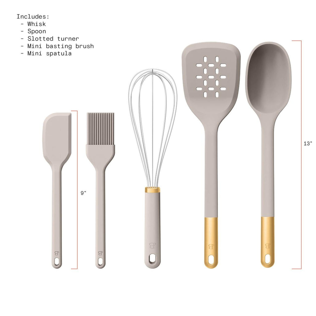 5-Piece Kitchen Tool Set, Porcini Taupe by Drew Barrymore