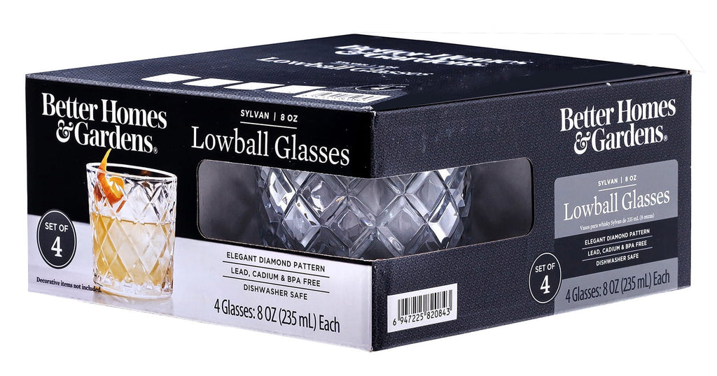 Better Homes &amp; Gardens Diamond Cut Old Fashioned Glass, 4-Pack