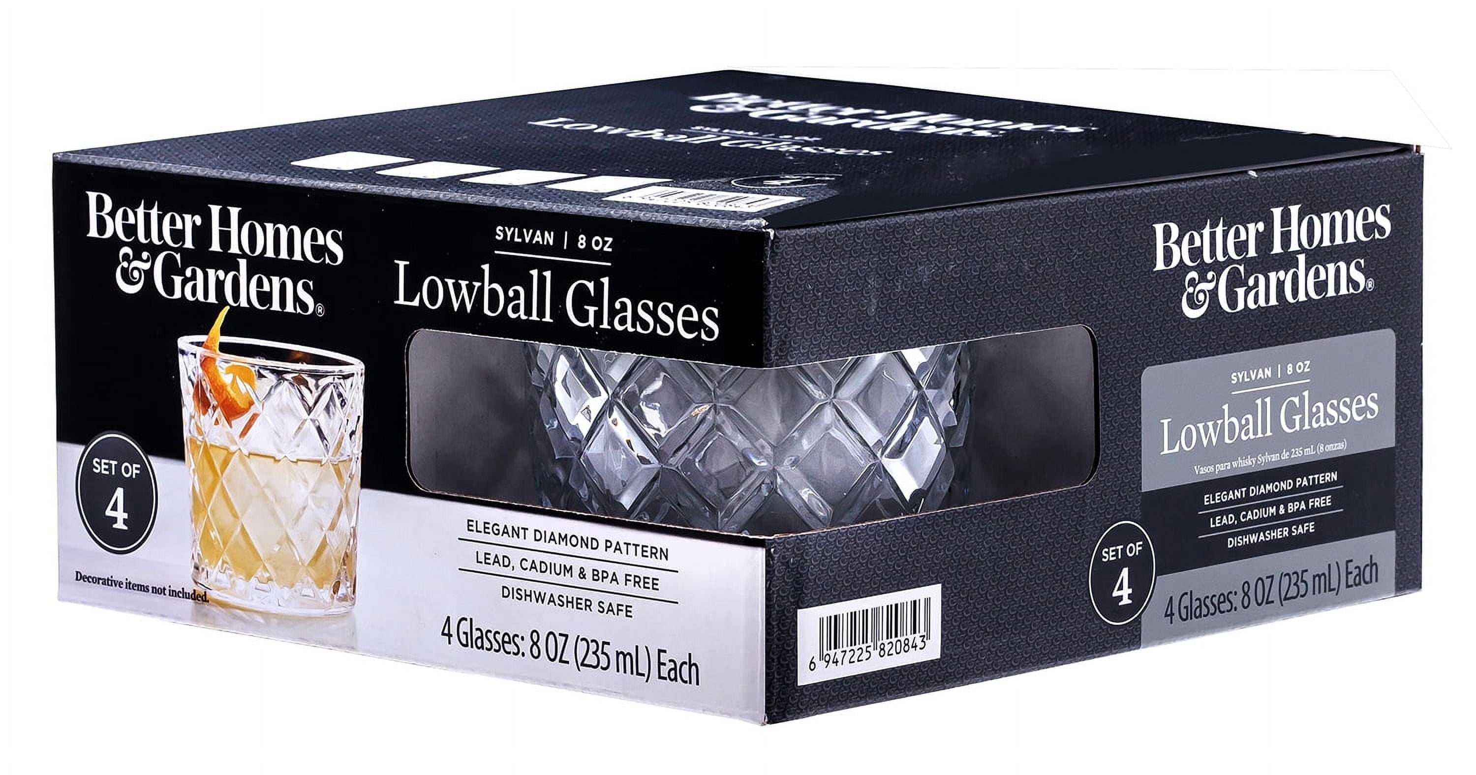 Better Homes &amp; Gardens Diamond Cut Old Fashioned Glass, 4-Pack