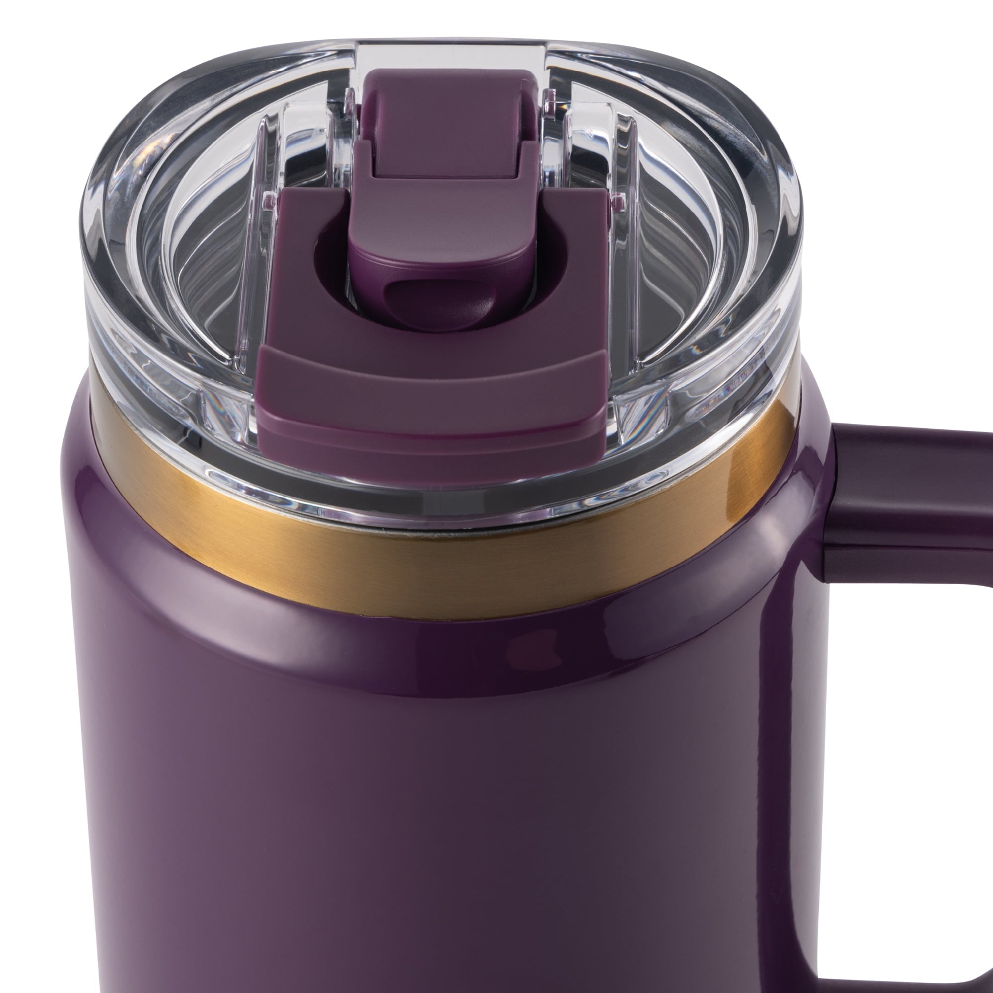 Thyme &amp; Table 32 fl oz Stainless Steel Luna Tumbler with Handle and Dual Straw Lid, Cream &amp; Black Check