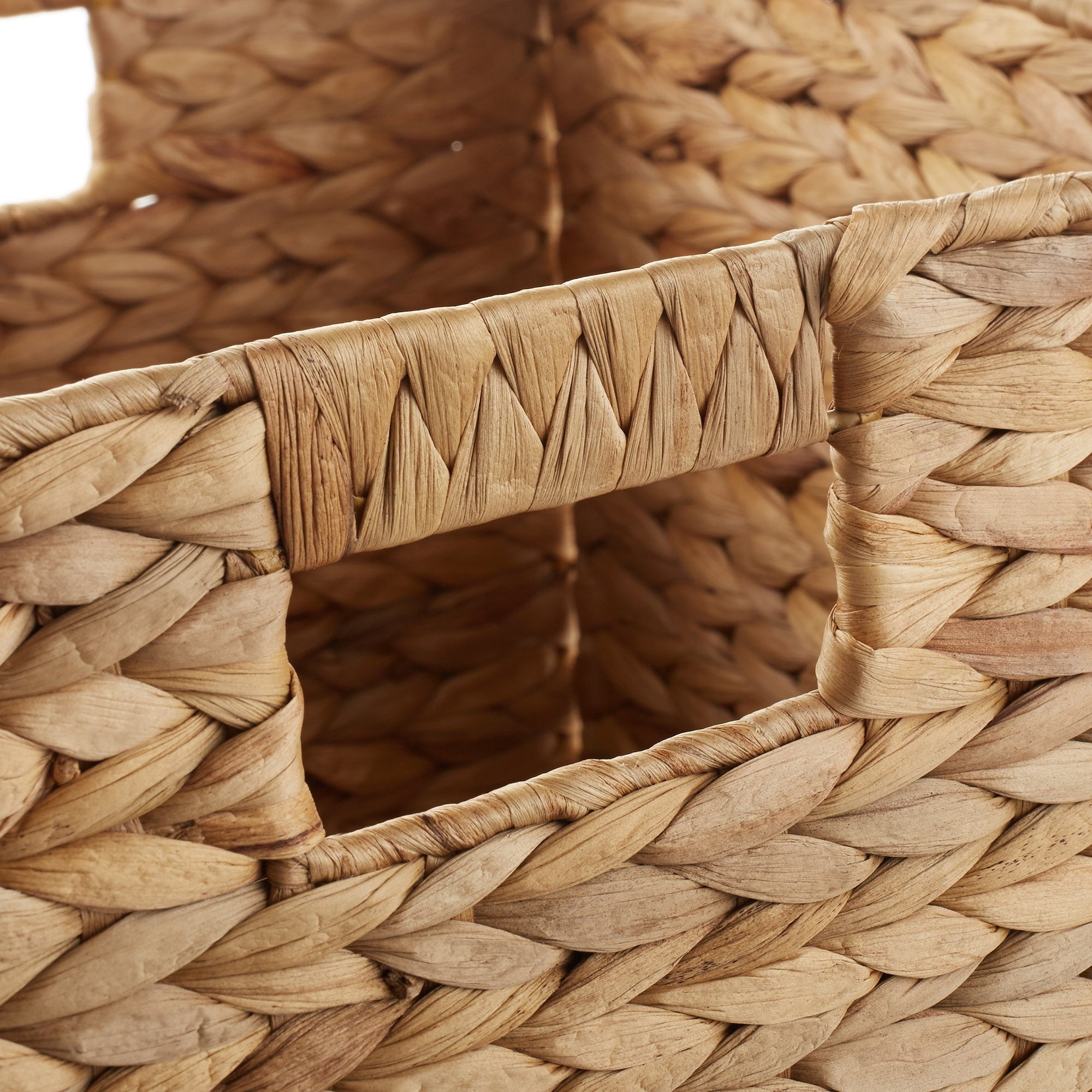 13" x 13" Water Hyacinth Storage Baskets, Natural - Set of 2 Collapsible Cube Organizers, Woven Bins for Bathroom, Bedroom, Laundry, Pantry, Shelves