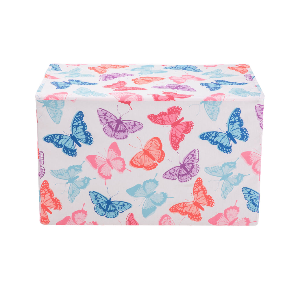 Kids Butterfly Pattern Collapsible Toy Storage Trunk, 24 in x 14.8 in x 15 in