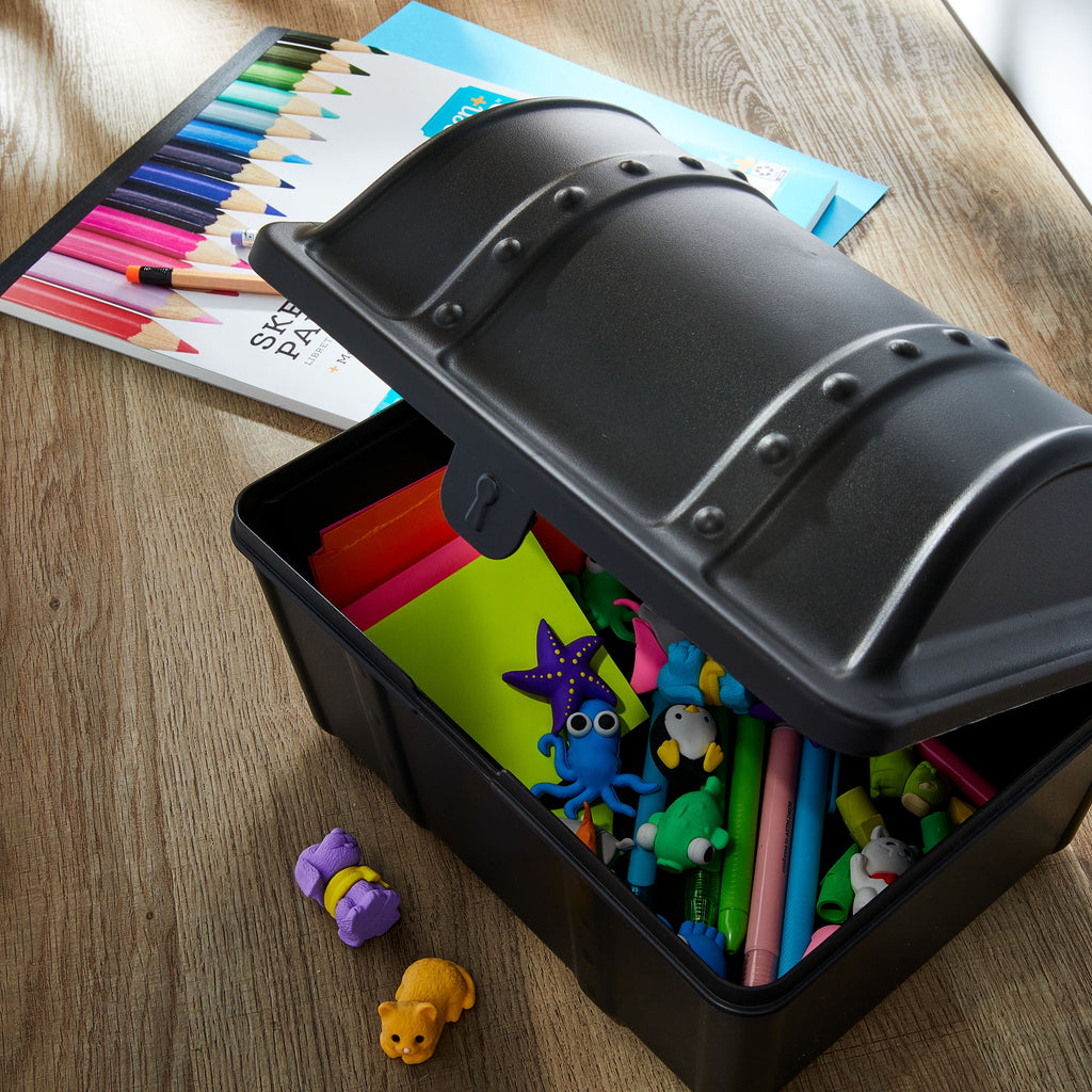Pen+Gear Treasure Box, Black, Desktop Organizer, 9" x 7" x 6.25"