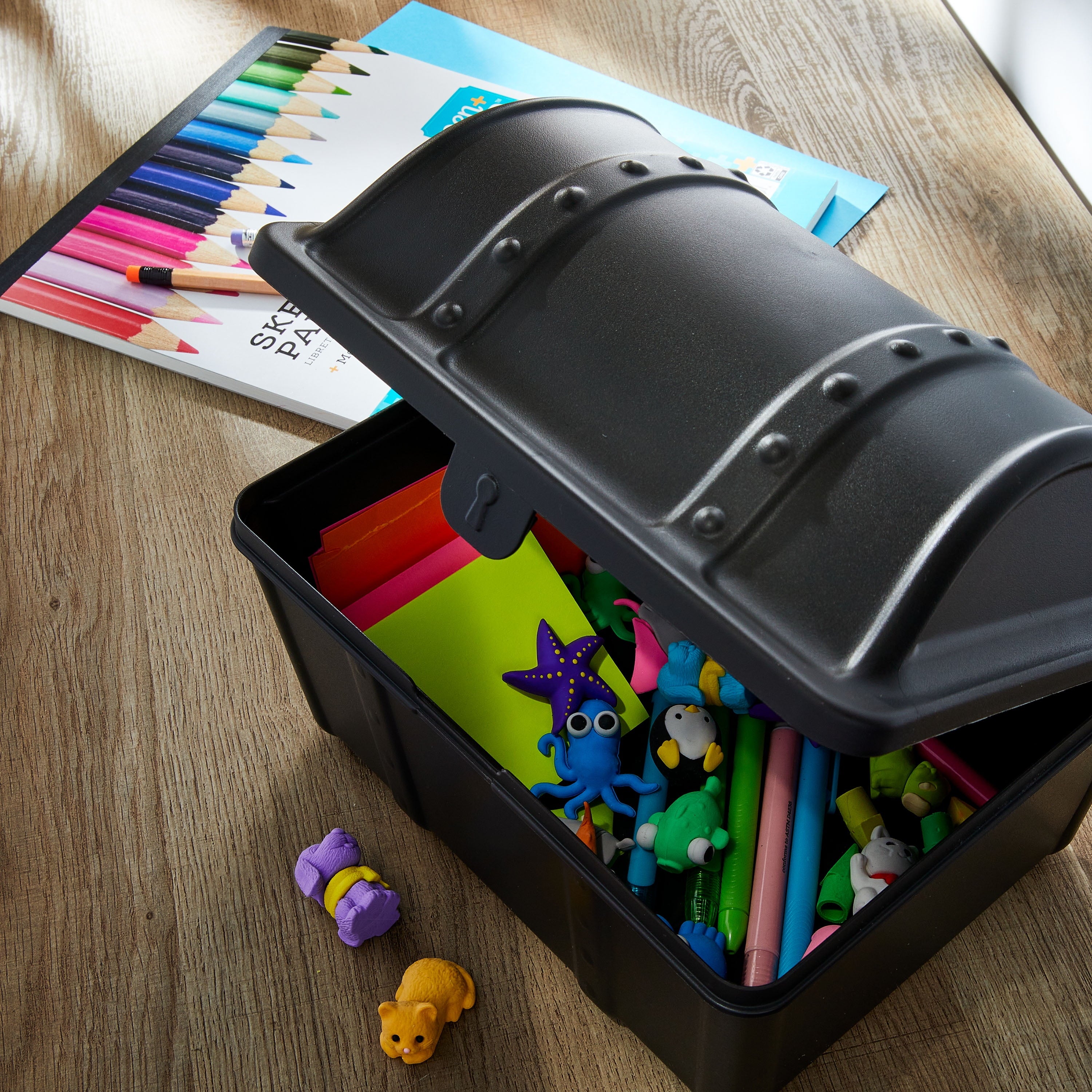 Pen+Gear Treasure Box, Black, Desktop Organizer, 9" x 7" x 6.25"