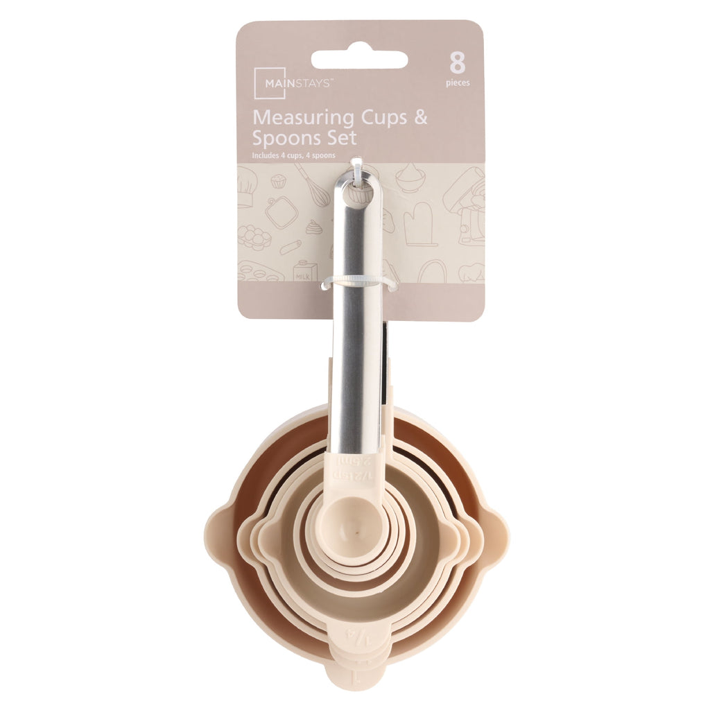 8 Piece Measuring Cups and Spoons Set, Light Gray
