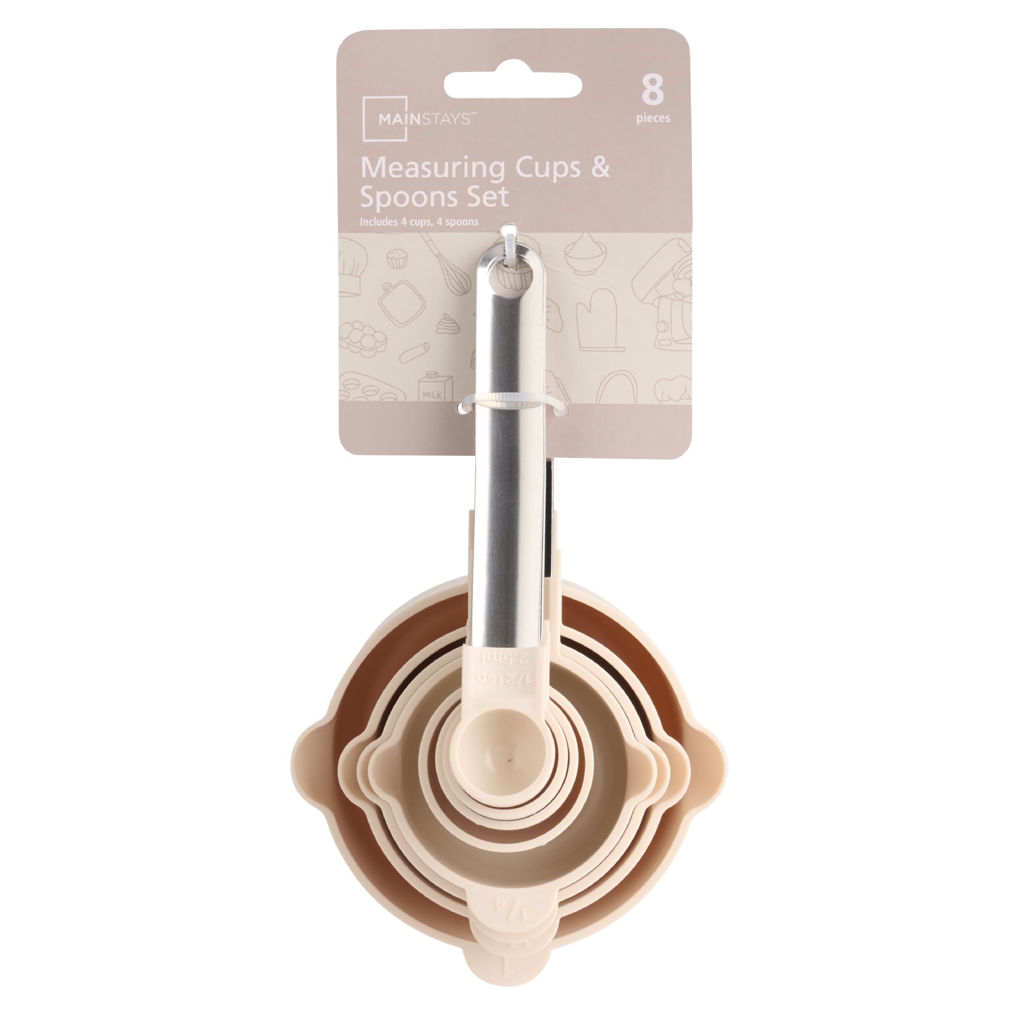 8 Piece Measuring Cups and Spoons Set, Light Gray