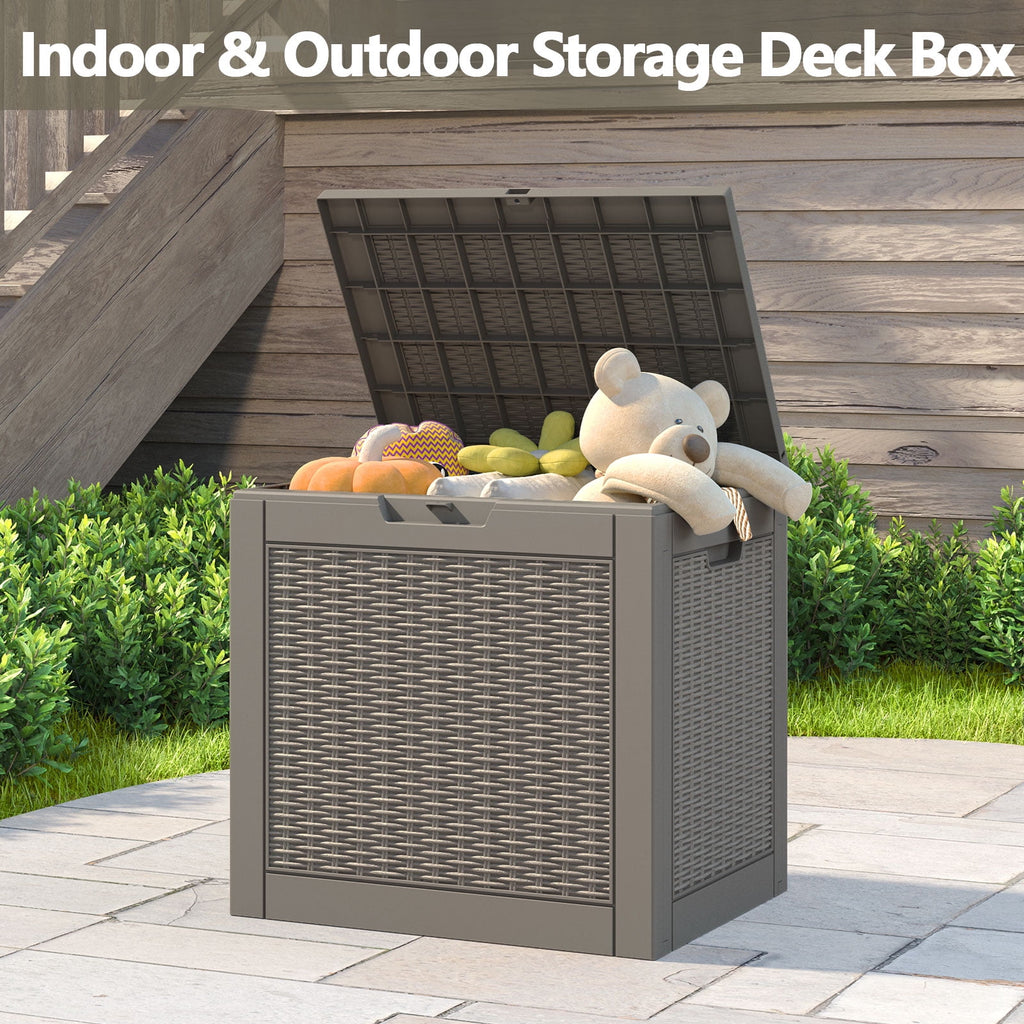 31 Gallon Deck Box, Resin Outdoor Storage Box, and Storage Deck Box for Garden Tools, Supplies, Toys