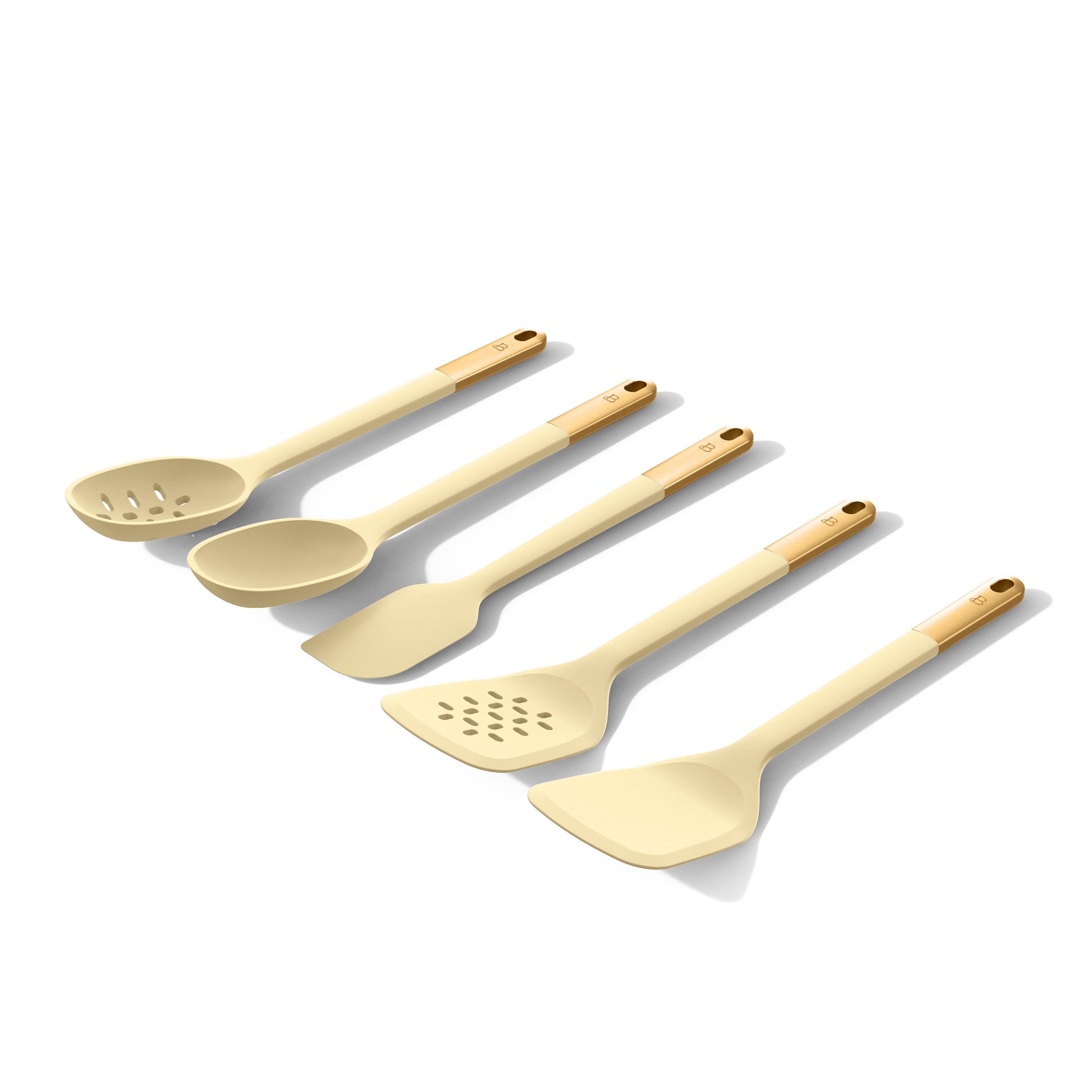 6-Piece Silicone Tool Set with Ceramic Crock, Porcini Taupe by Drew Barrymore