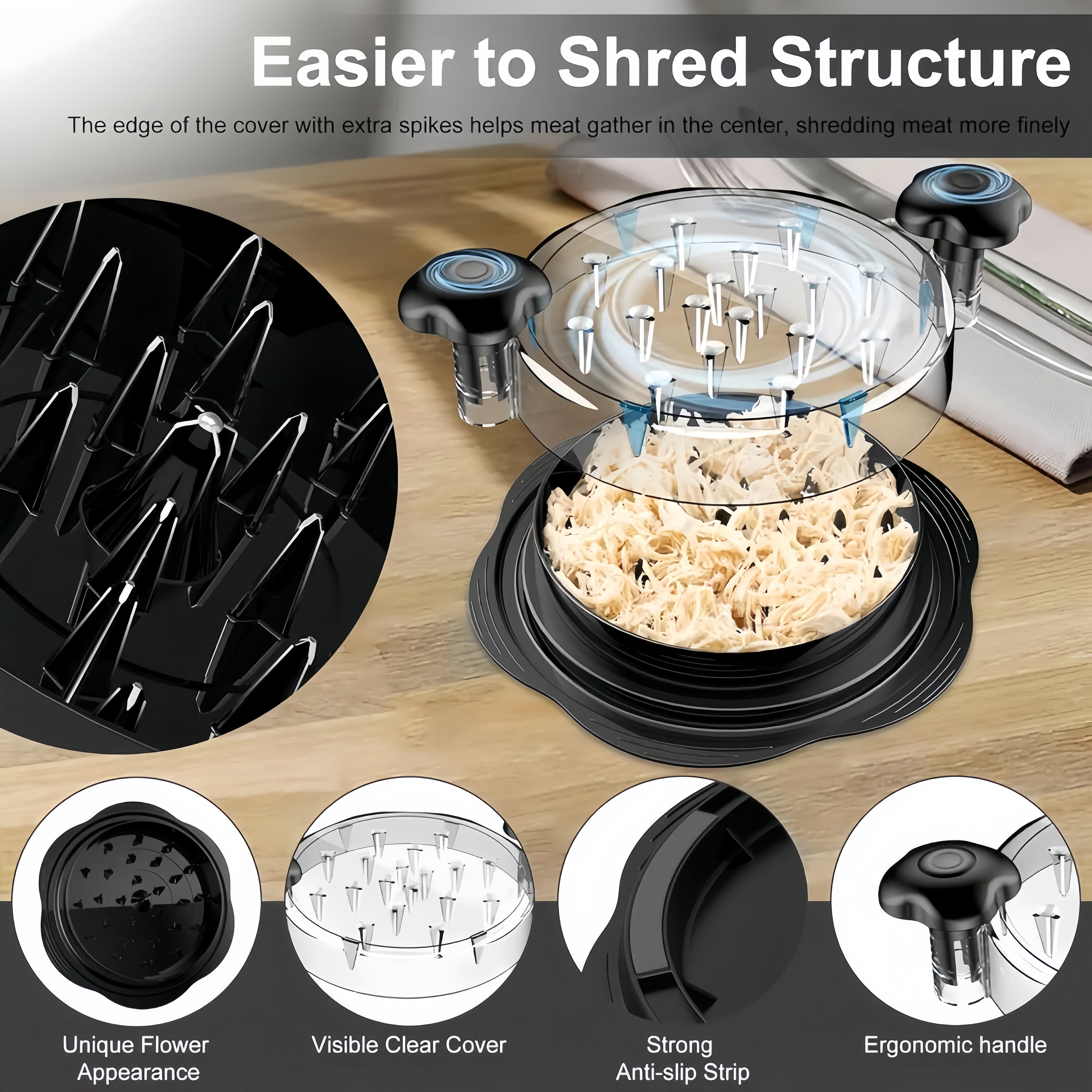 Chicken Shredder Tool Twist (Large 10 Inch), Meat Shredder for Pulled Pork Beef &amp; Chicken, BPA Free with Anti-Slip Base &amp; Handle, Kitchen Gadget, 1 Count