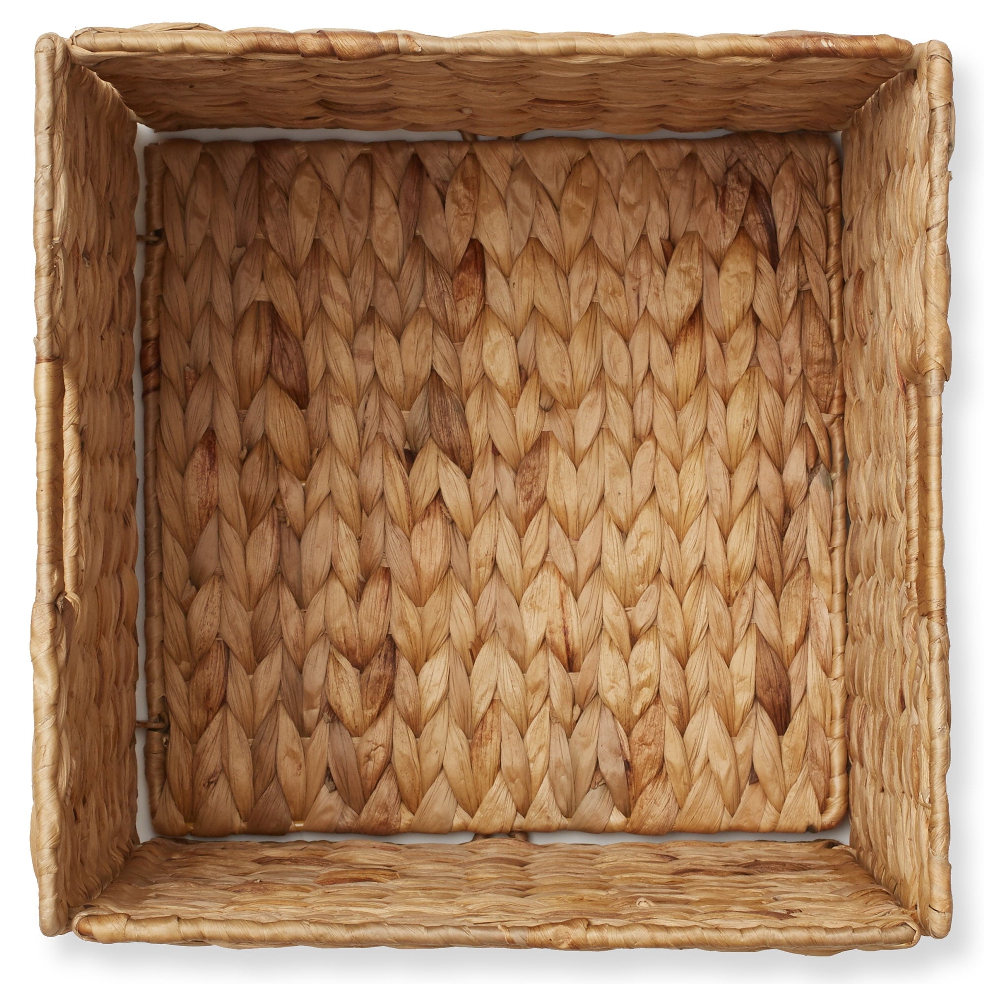 13" x 13" Water Hyacinth Storage Baskets, Natural - Set of 2 Collapsible Cube Organizers, Woven Bins for Bathroom, Bedroom, Laundry, Pantry, Shelves