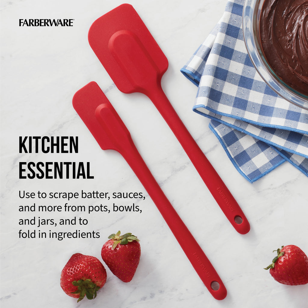 10 &amp; 10.5 in Silicone Solid Kitchen Spatula Set Red