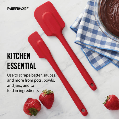 10 &amp; 10.5 in Silicone Solid Kitchen Spatula Set Red