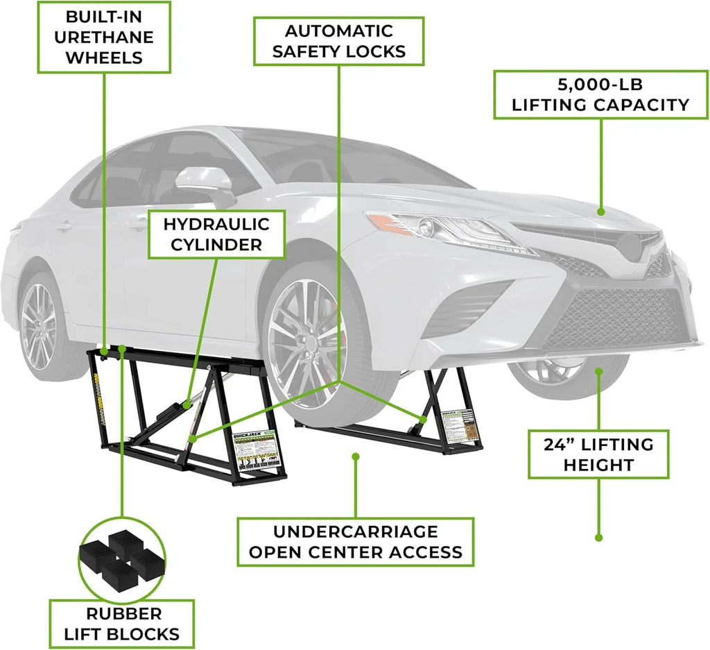 5000TL Portable Car Lift – ALI Certified 5,000 lb Capacity with 110V Power Unit, Compact Alternative to a 2-Post Car Lift for Garage, Home Mechanics, DIY Auto Repair, or Shop Use