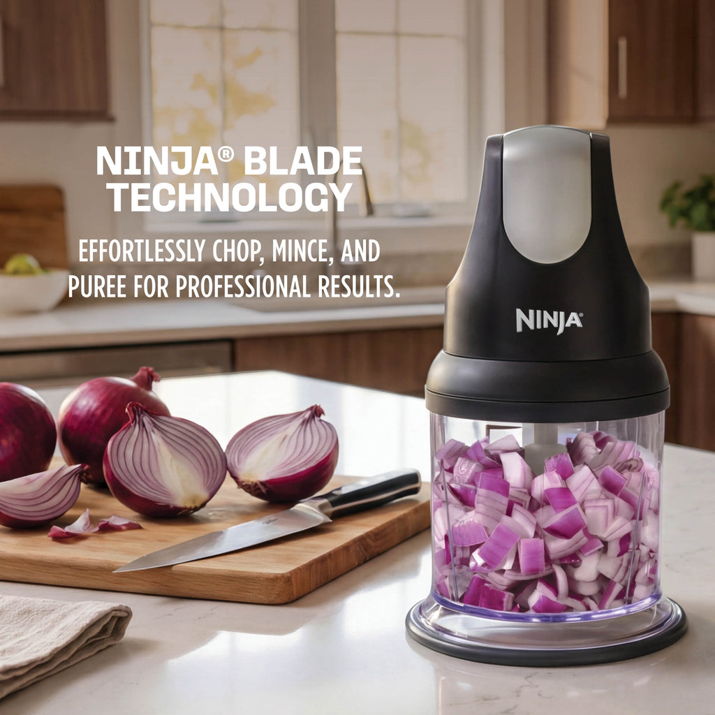 Express Chop 2-Cup Food Processor, Mince, Puree, One-Touch, Base, , NJ100WM Black