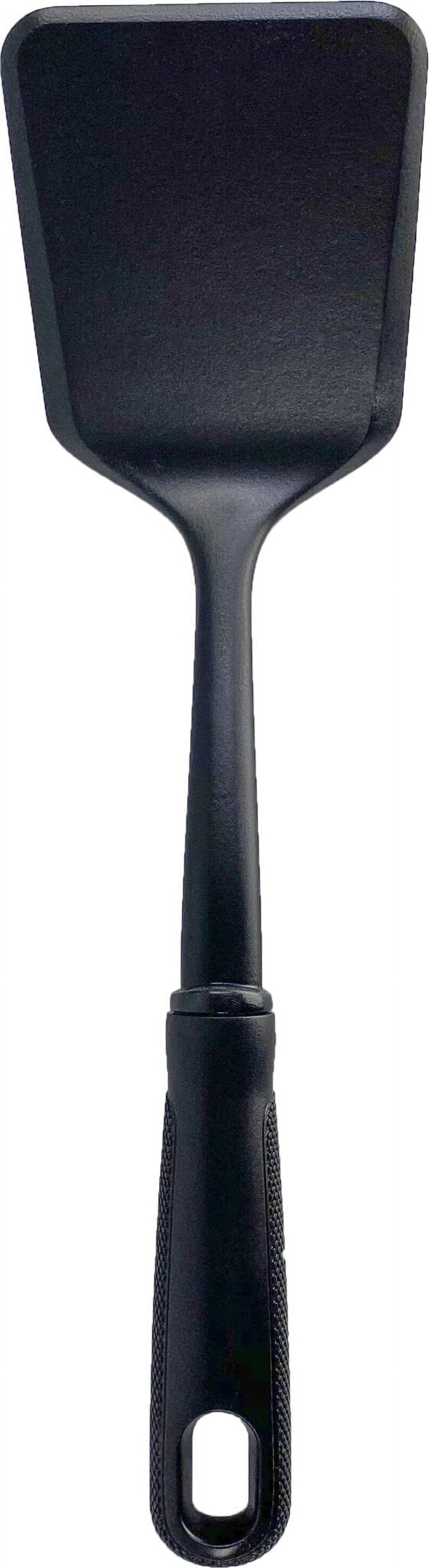 (8 pack) Solid Kitchen Turner, Nylon, Black, Diamond Pattern Handle