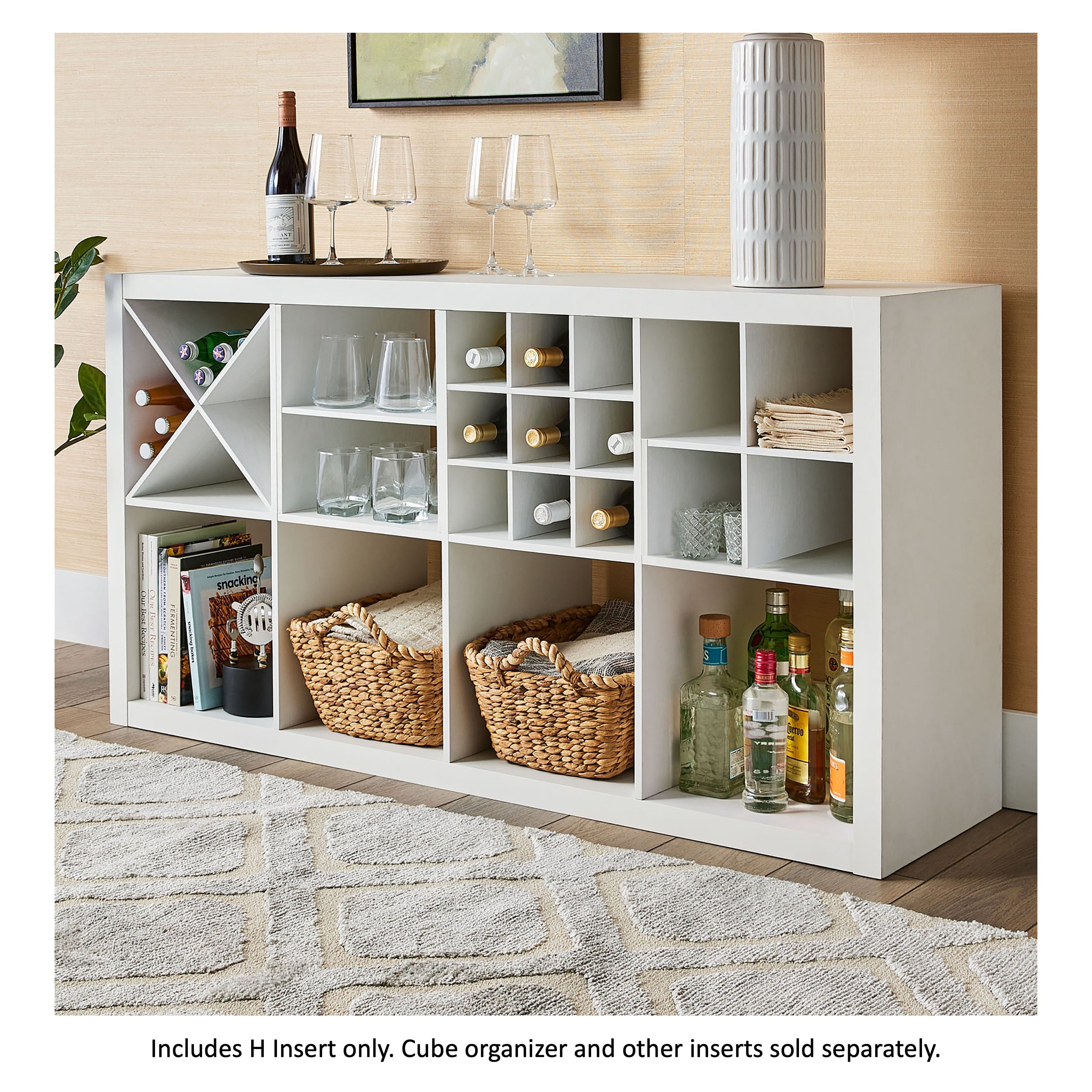 Better Homes &amp; Gardens H Shelf Insert for Cube Organizers, White Texture