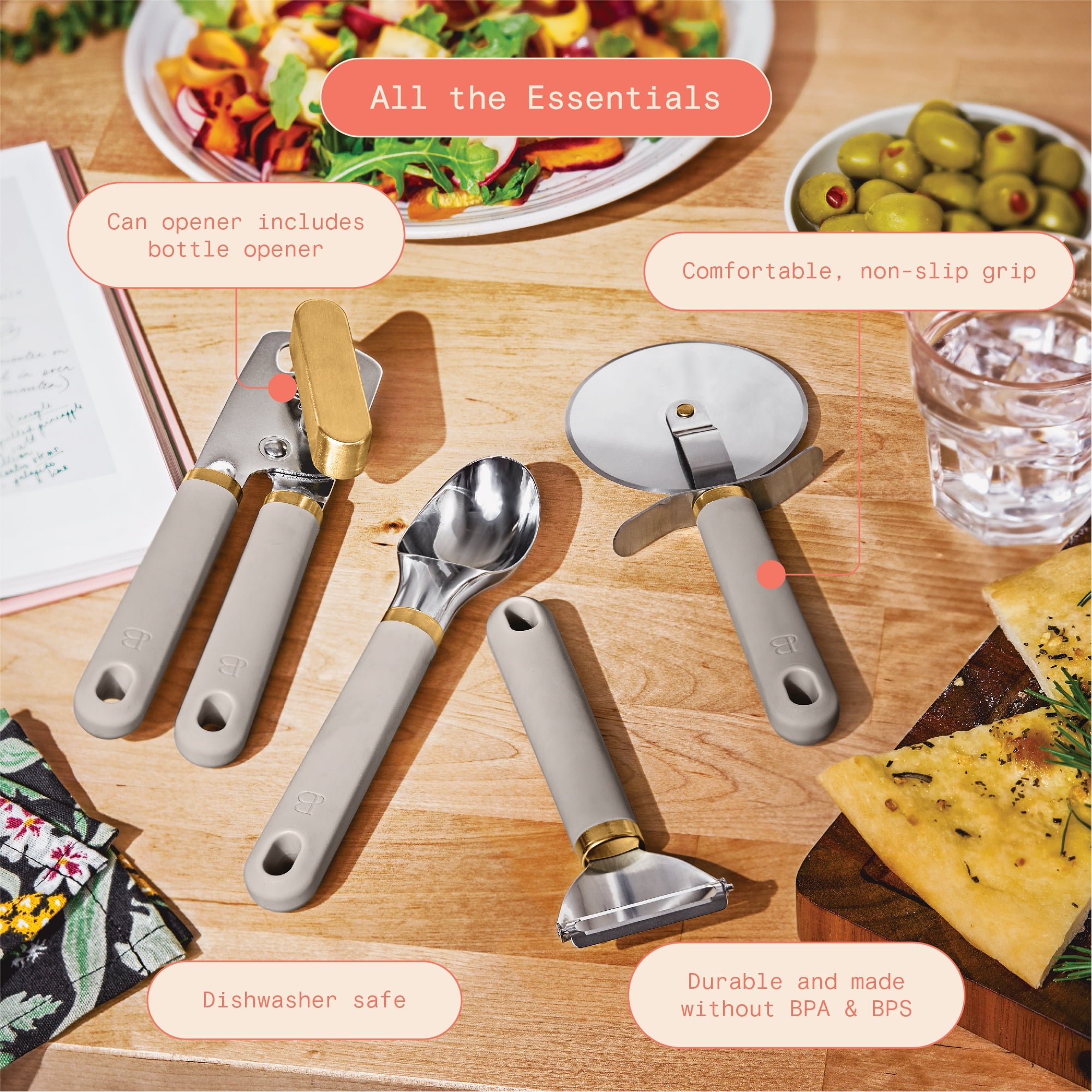 4-Piece Essentials Gadget Set, Porcini Taupe by Drew Barrymore