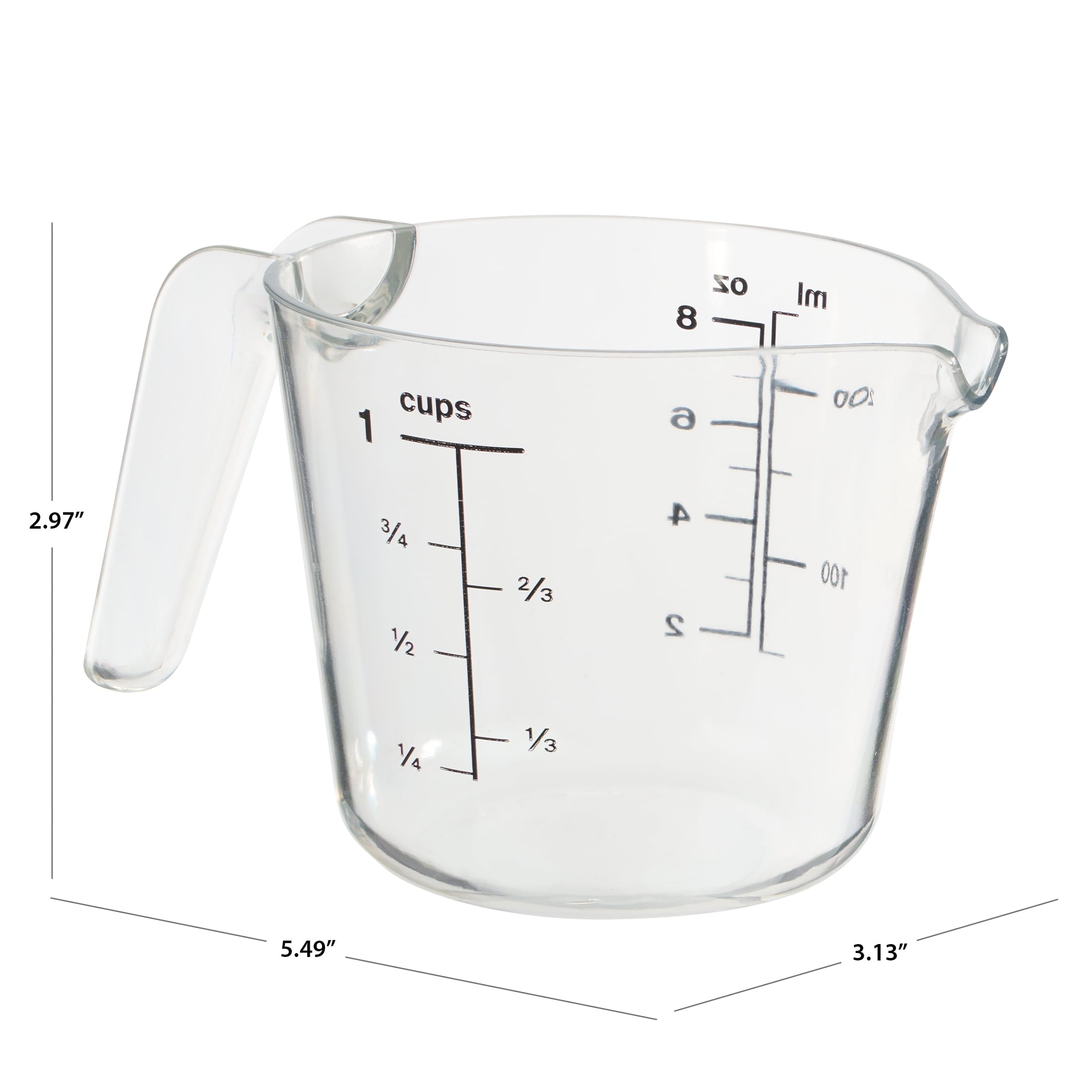 1 Cup Large Spout Plastic Measuring Cup, Clear