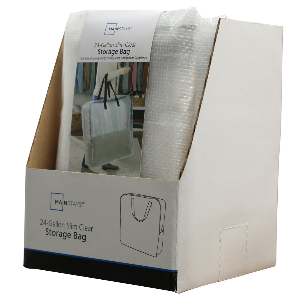 Clear 24 Gallon Heavy Duty Slim Storage and Moving Bag with Zipper Closure and Dual Carry Handles