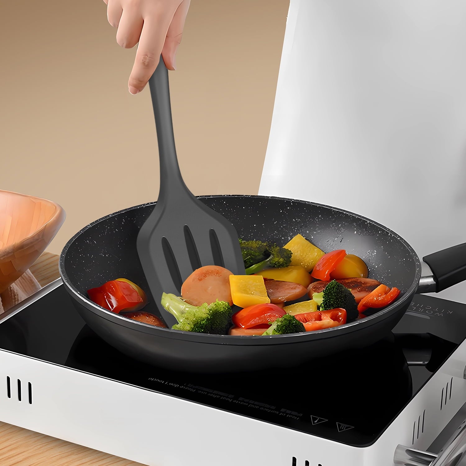 Black Silicone Cooking Utensils Set - 446°F Kitchen Utensils,Turner Tongs,Spatula,Spoon,Brush,Whisk,Kitchen Utensil Gadgets Tools Set for Nonstick Cookware, (BPA Free)
