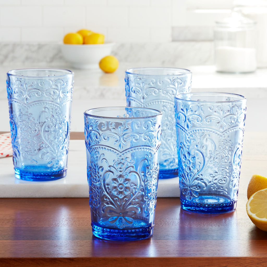Amelia Pink 15.22-Ounce Glass Tumblers, Set of 4