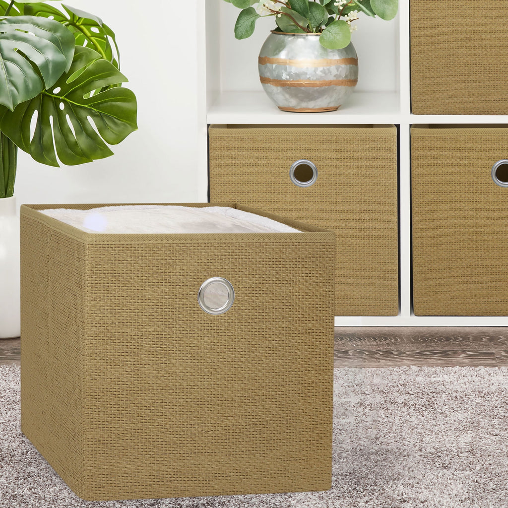 Collapsible Fabric Cube Storage Bins (10.5" x 10.5"), Blue Cove, 4 Pack