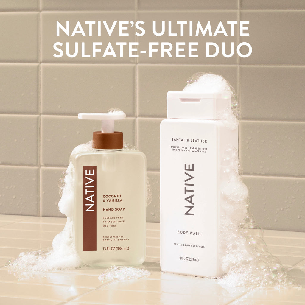 Body Wash, Santal &amp; Leather, Sulfate Free, Naturally Derived Ingredients, 24hr Freshness, for Women &amp; Men, 18 fl oz