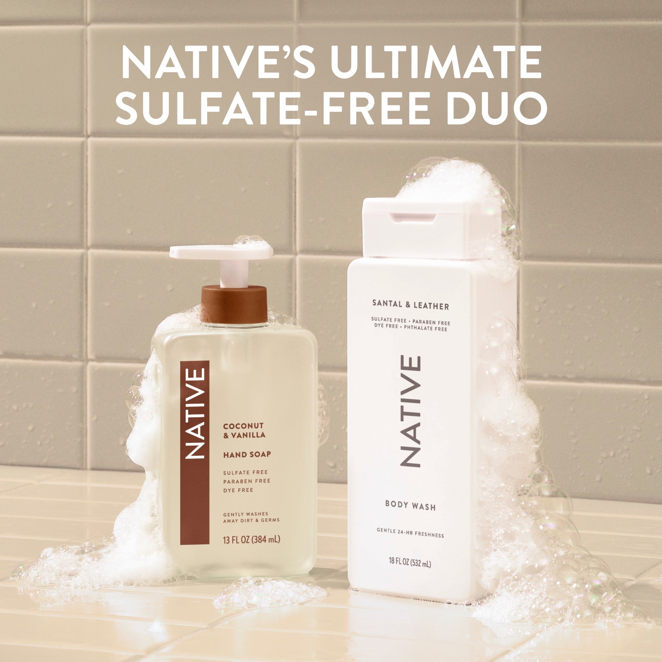 Body Wash, Santal &amp; Leather, Sulfate Free, Naturally Derived Ingredients, 24hr Freshness, for Women &amp; Men, 18 fl oz