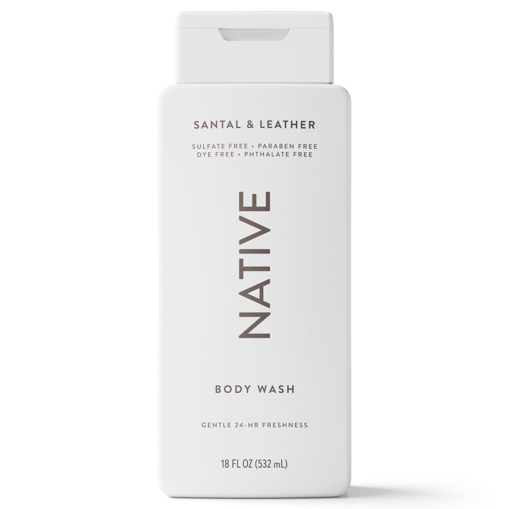 Body Wash, Santal &amp; Leather, Sulfate Free, Naturally Derived Ingredients, 24hr Freshness, for Women &amp; Men, 18 fl oz