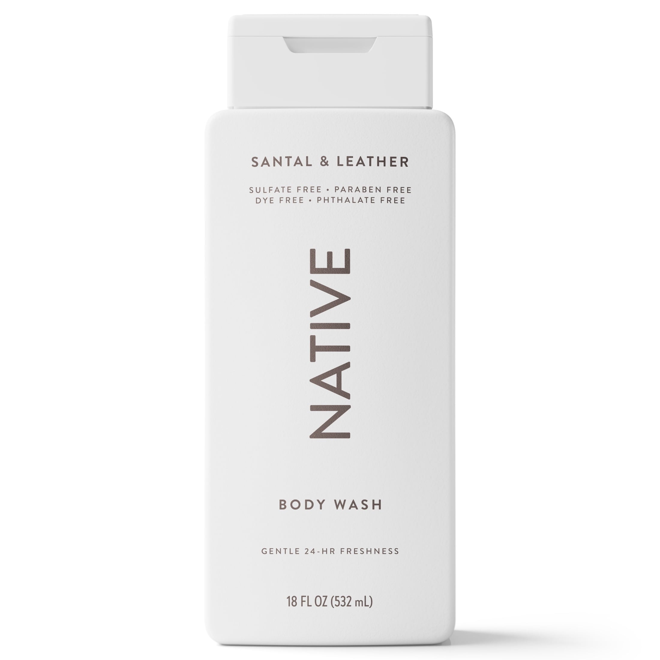 Body Wash, Santal &amp; Leather, Sulfate Free, Naturally Derived Ingredients, 24hr Freshness, for Women &amp; Men, 18 fl oz