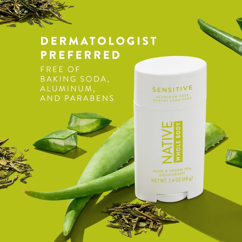 Deodorant, Aluminum Free, Aloe &amp; Green Tea Sensitive Whole Body Deodorant 2.4 oz