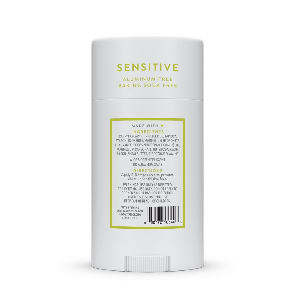 Deodorant, Aluminum Free, Aloe &amp; Green Tea Sensitive Whole Body Deodorant 2.4 oz