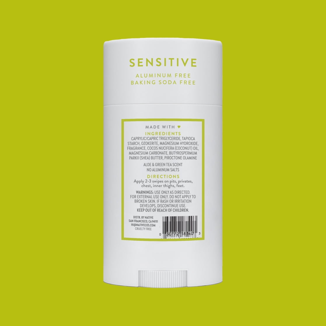 Deodorant, Aluminum Free, Aloe &amp; Green Tea Sensitive Whole Body Deodorant 2.4 oz