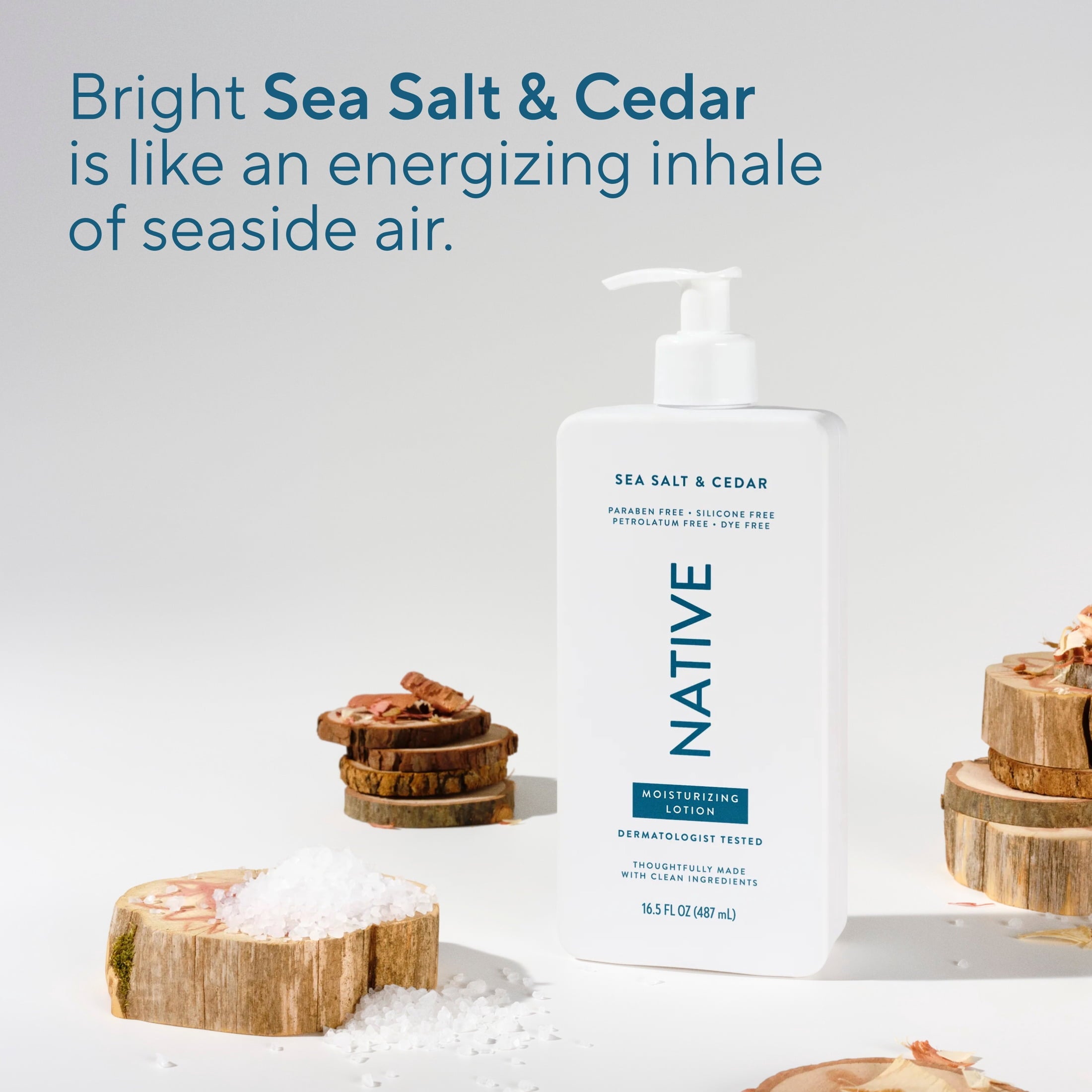 Moisturizing Body Lotion, Sea Salt &amp; Cedar, Daily Dermatologist Tested for Sensitive Skin, for Women &amp; Men, 16.5 fl oz