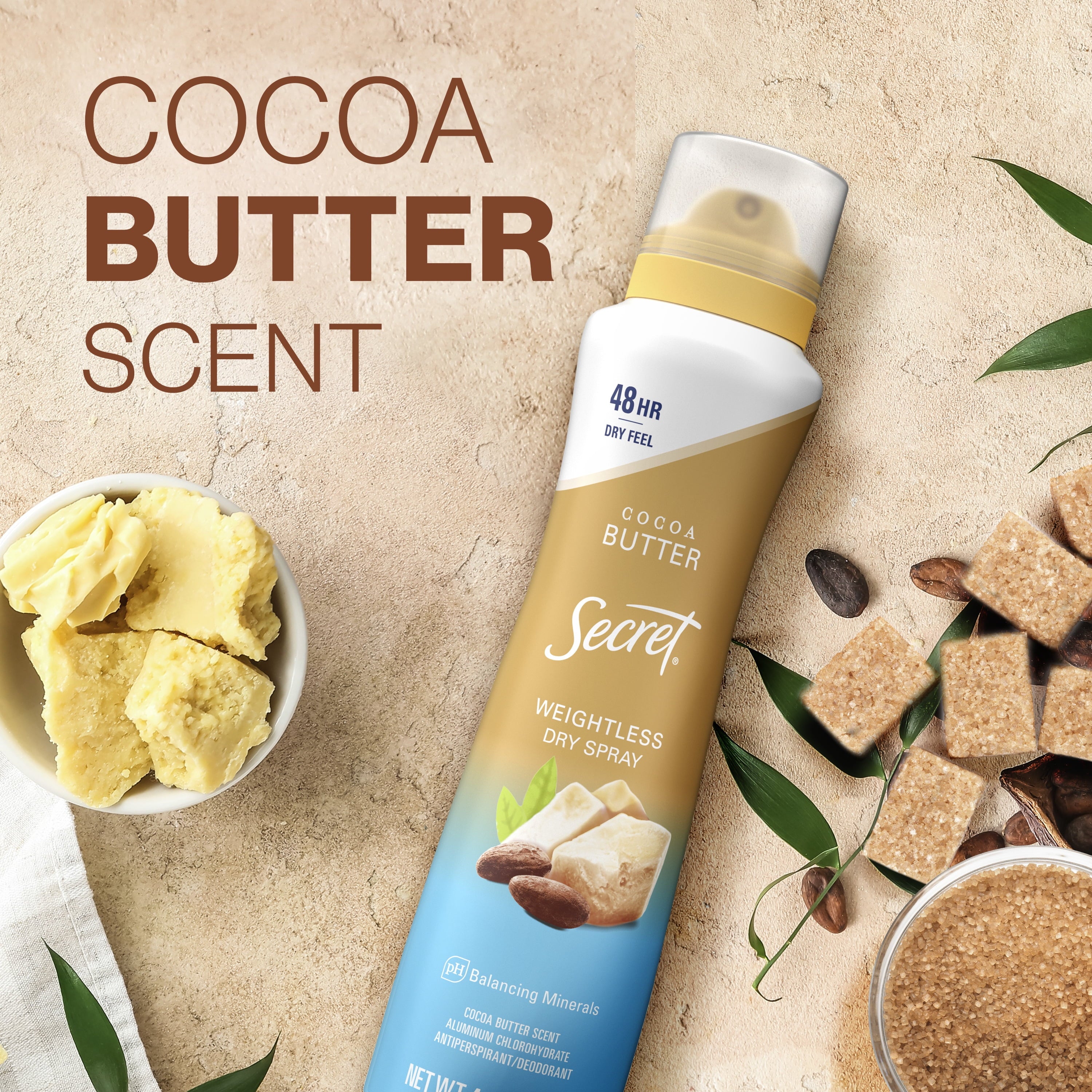 Weightless Dry Spray Antiperspirant &amp; Deodorant for Women, Cocoa Butter Scent, 4.1oz
