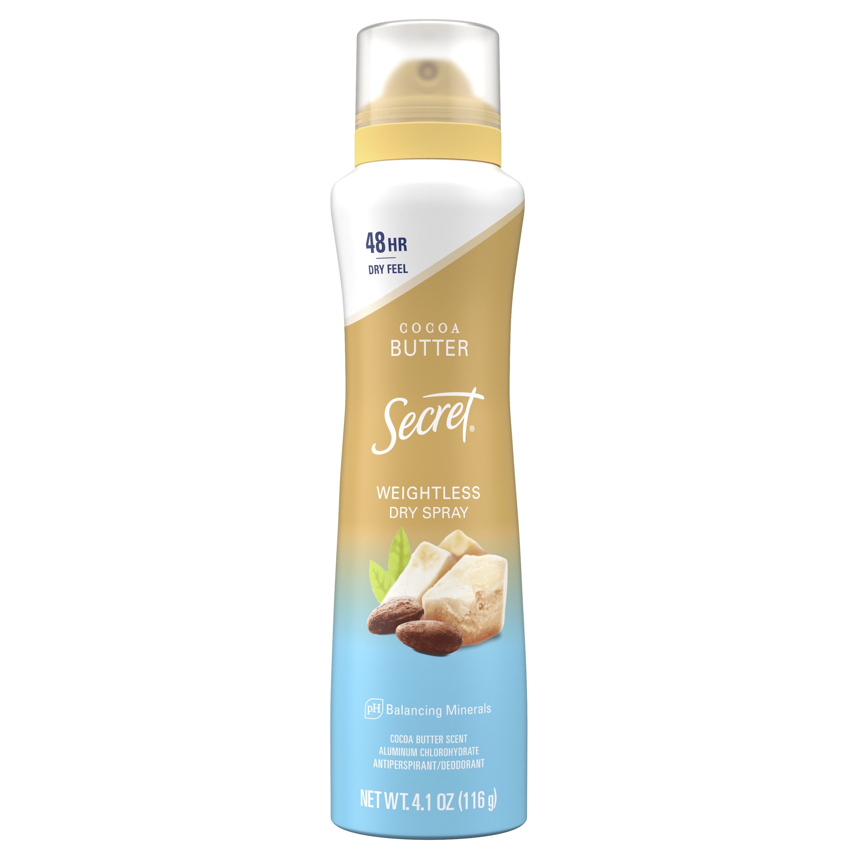 Weightless Dry Spray Antiperspirant &amp; Deodorant for Women, Cocoa Butter Scent, 4.1oz