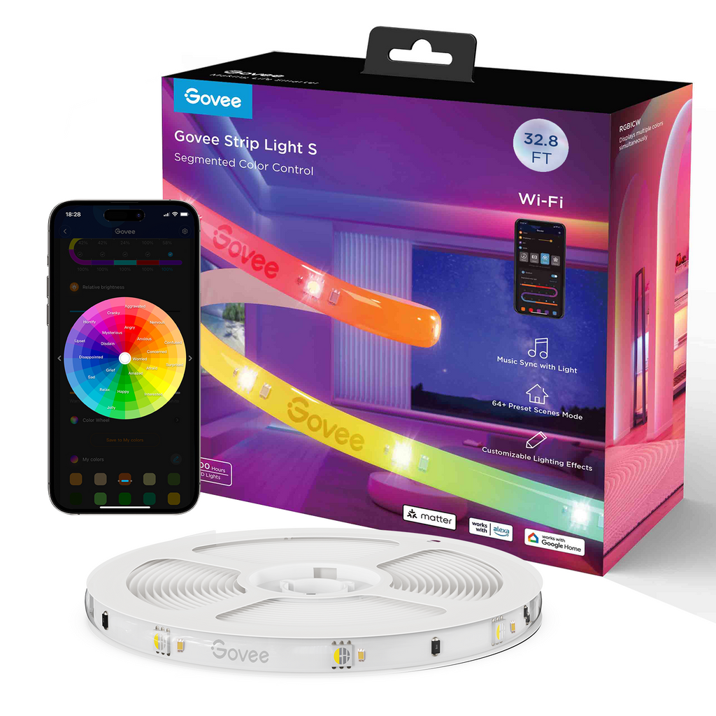 RGBIC Wi-Fi + Bluetooth LED Strip Lights With Protective Coating with Matter (5M)