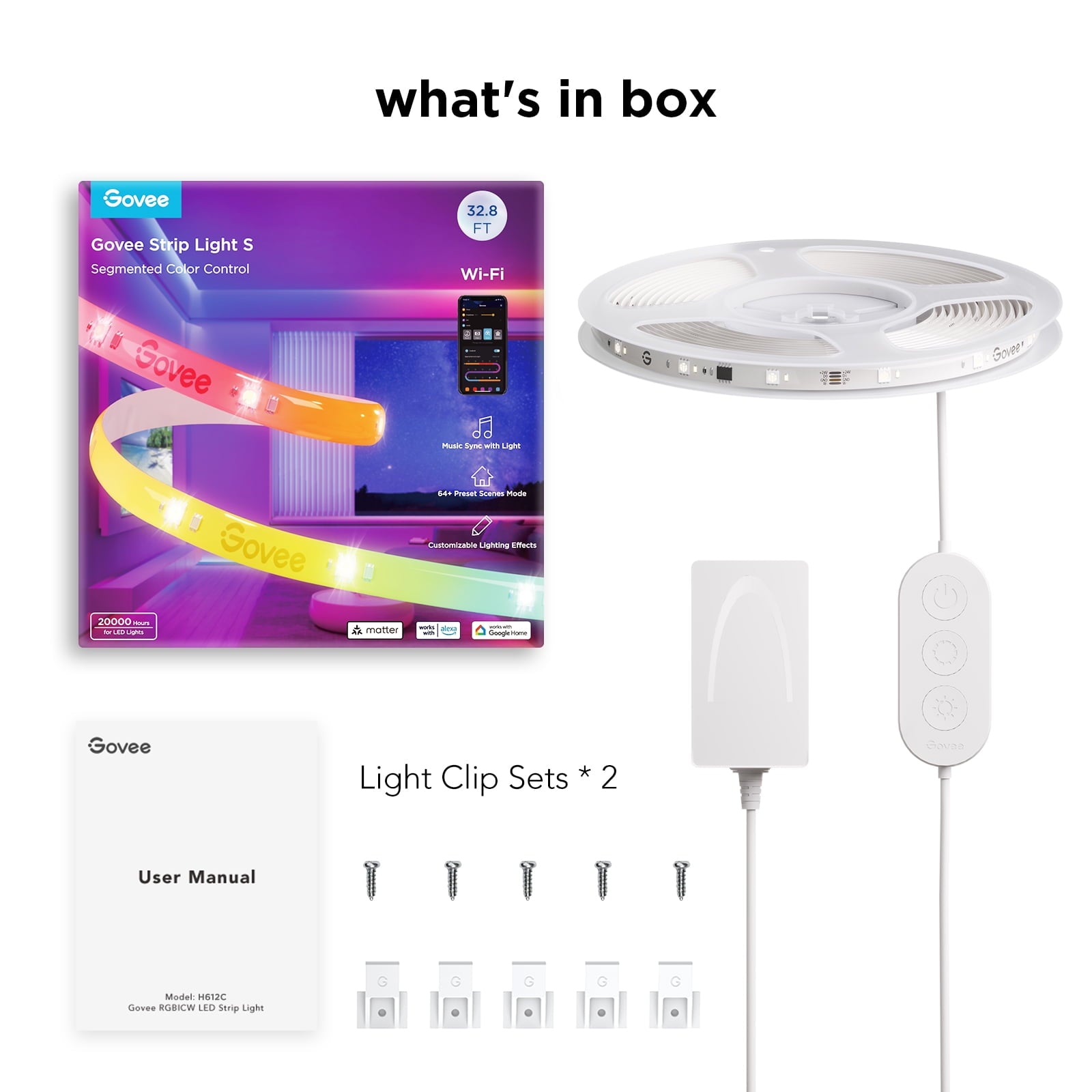 RGBIC Wi-Fi + Bluetooth LED Strip Lights With Protective Coating with Matter (5M)