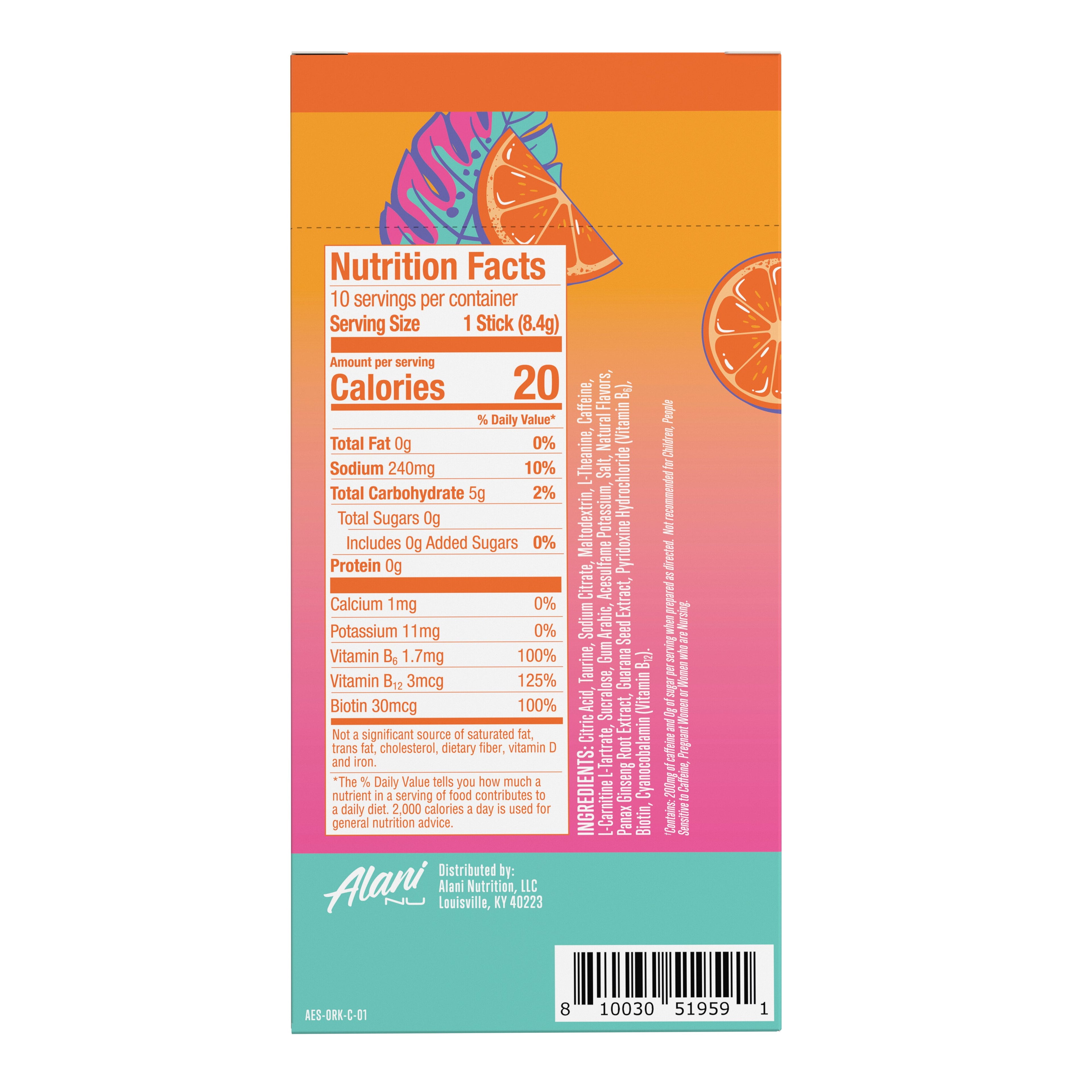 (12 pack) Alani Nu Energy Sticks, Orange Kiss, 10 Count, 200mg Caffeine, Zero Sugar