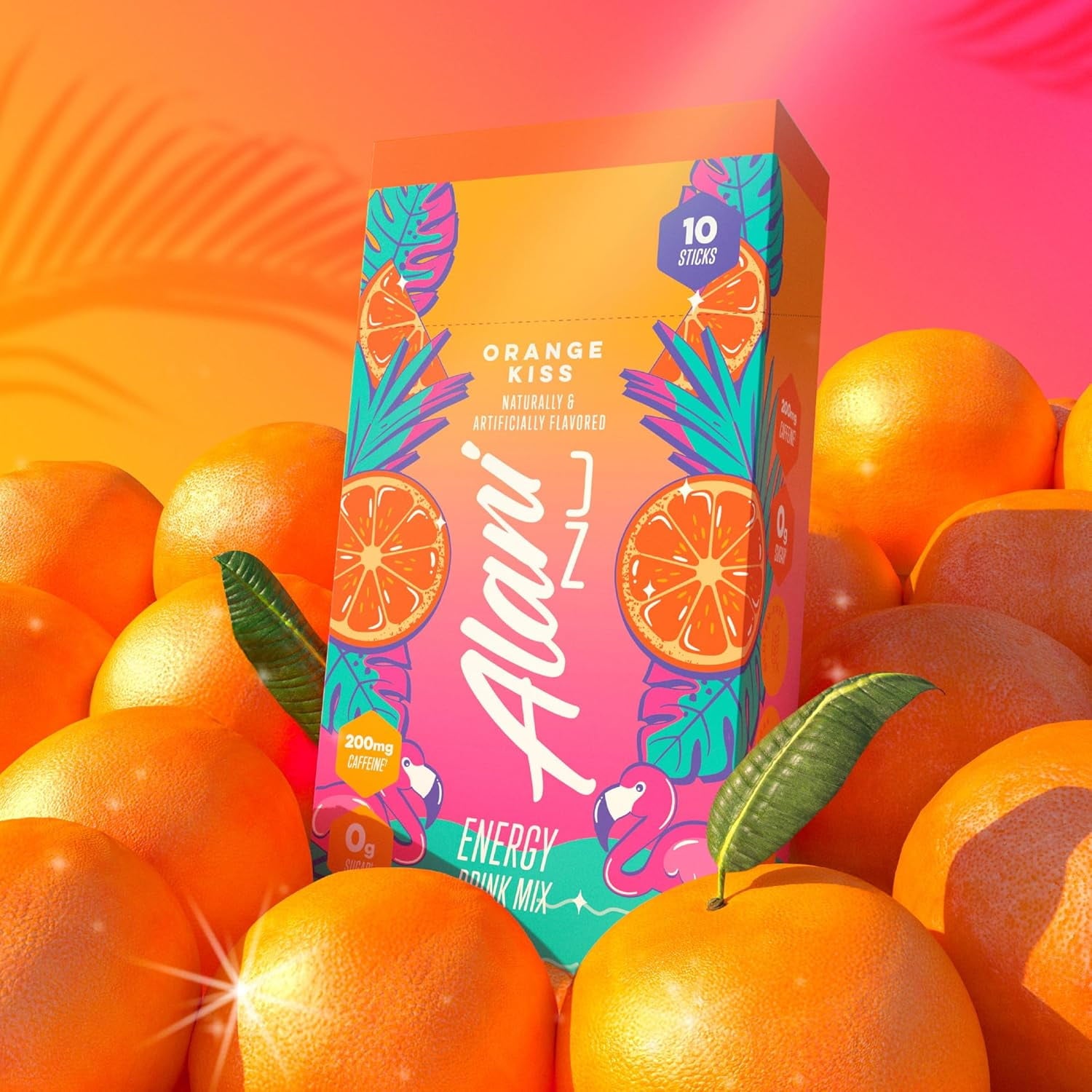 (12 pack) Alani Nu Energy Sticks, Orange Kiss, 10 Count, 200mg Caffeine, Zero Sugar