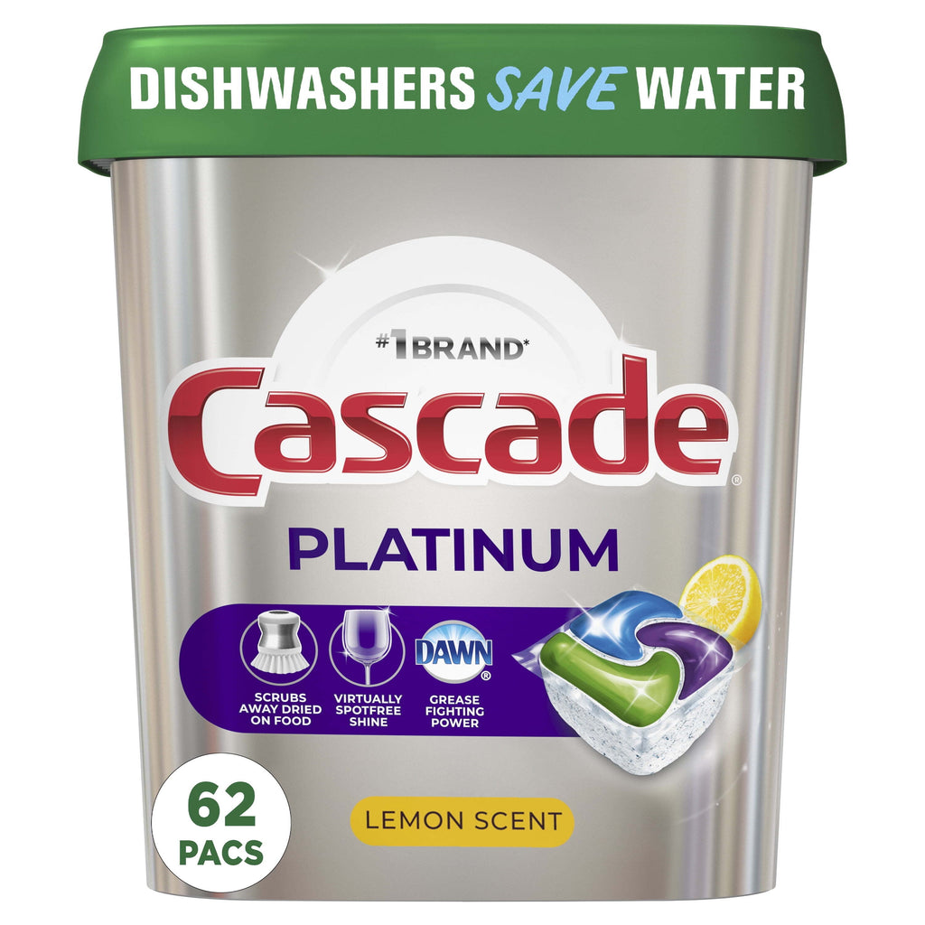 Platinum Dishwasher Pods, Action Pacs Dishwasher Detergent, Dishwasher Tabs, Lemon, 62 Count