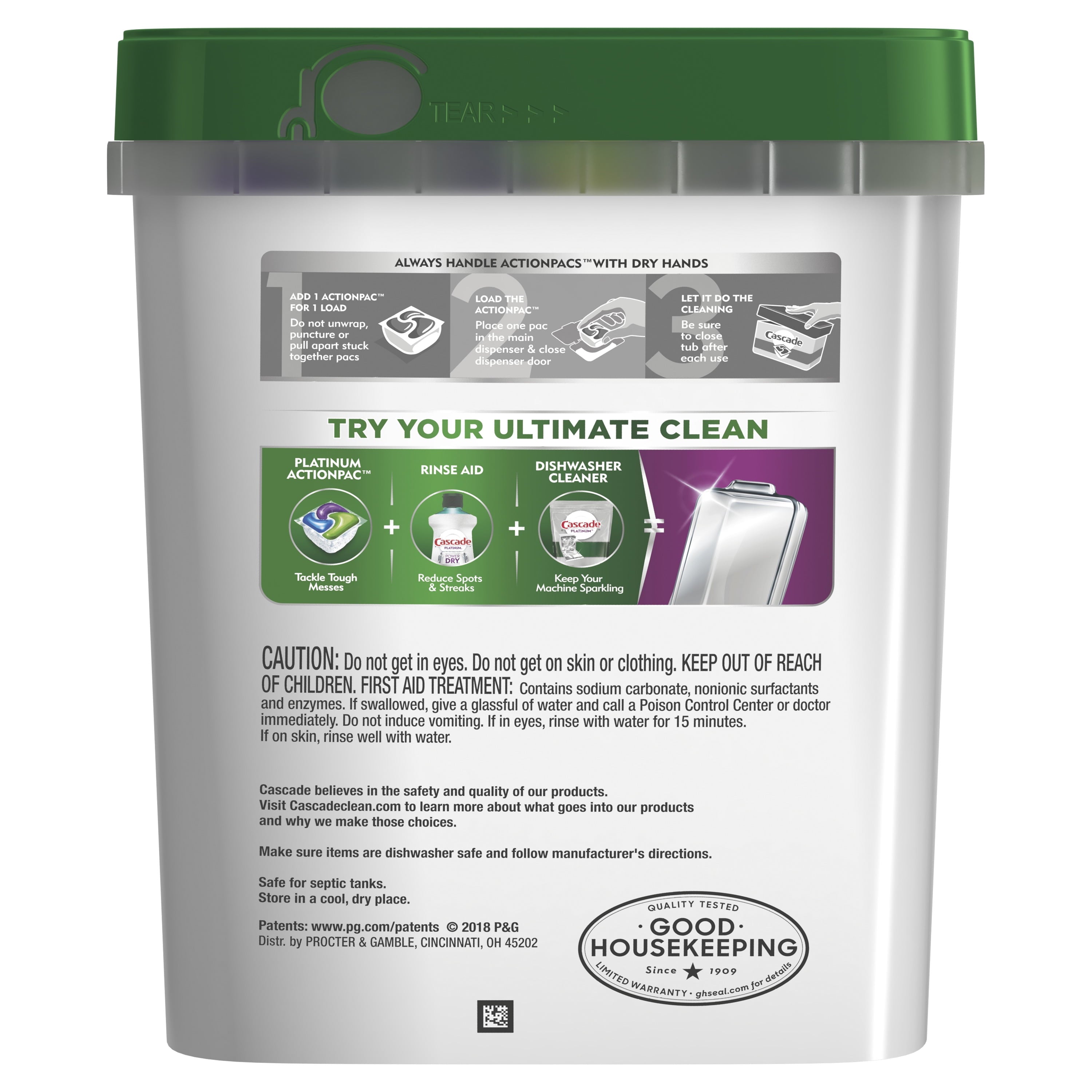 Platinum Dishwasher Pods, Action Pacs Dishwasher Detergent, Dishwasher Tabs, Lemon, 62 Count