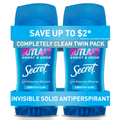 Outlast Invisible Solid Antiperspirant Deodorant, Completely Clean, 2.6 oz Twin Pack