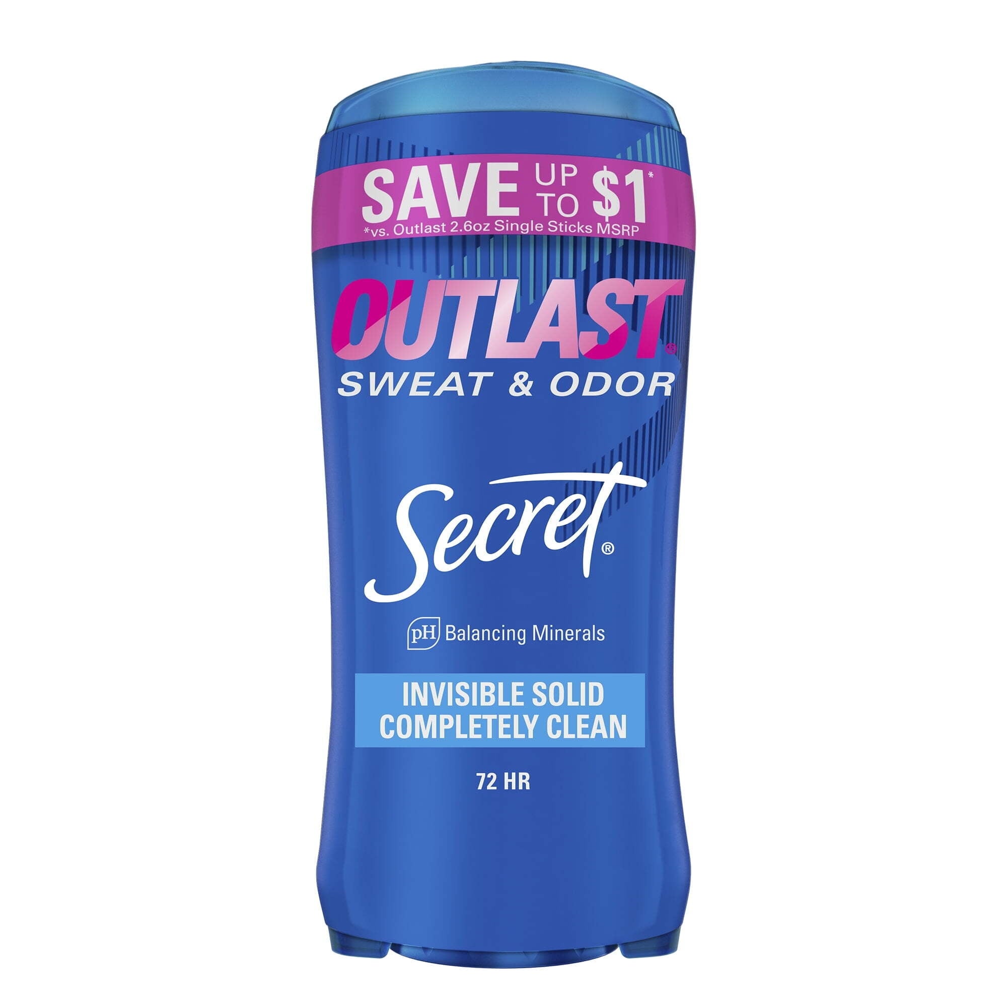 Outlast Invisible Solid Antiperspirant Deodorant, Completely Clean, 2.6 oz Twin Pack